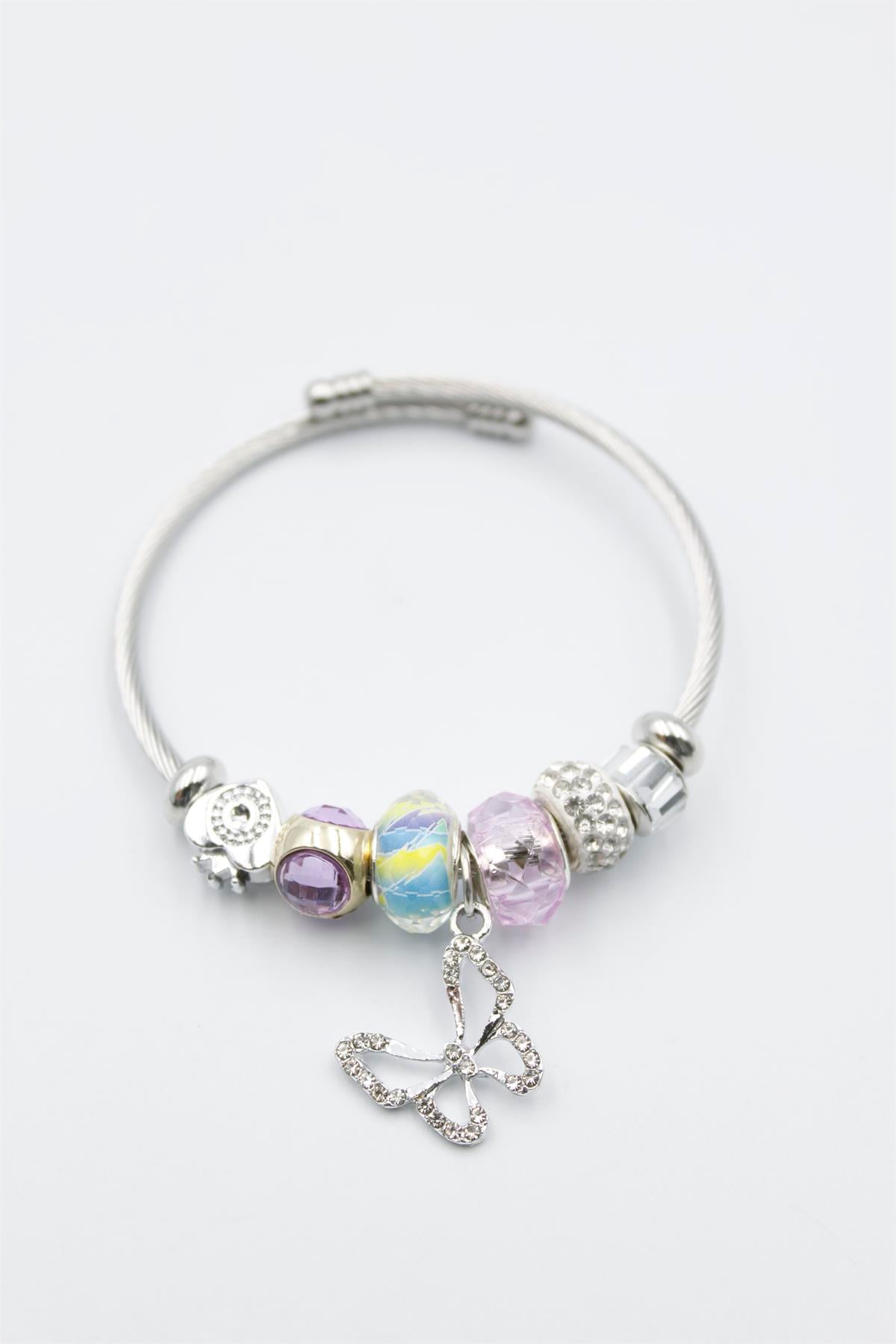 Kelebek Charm  Bilezik - Pembe