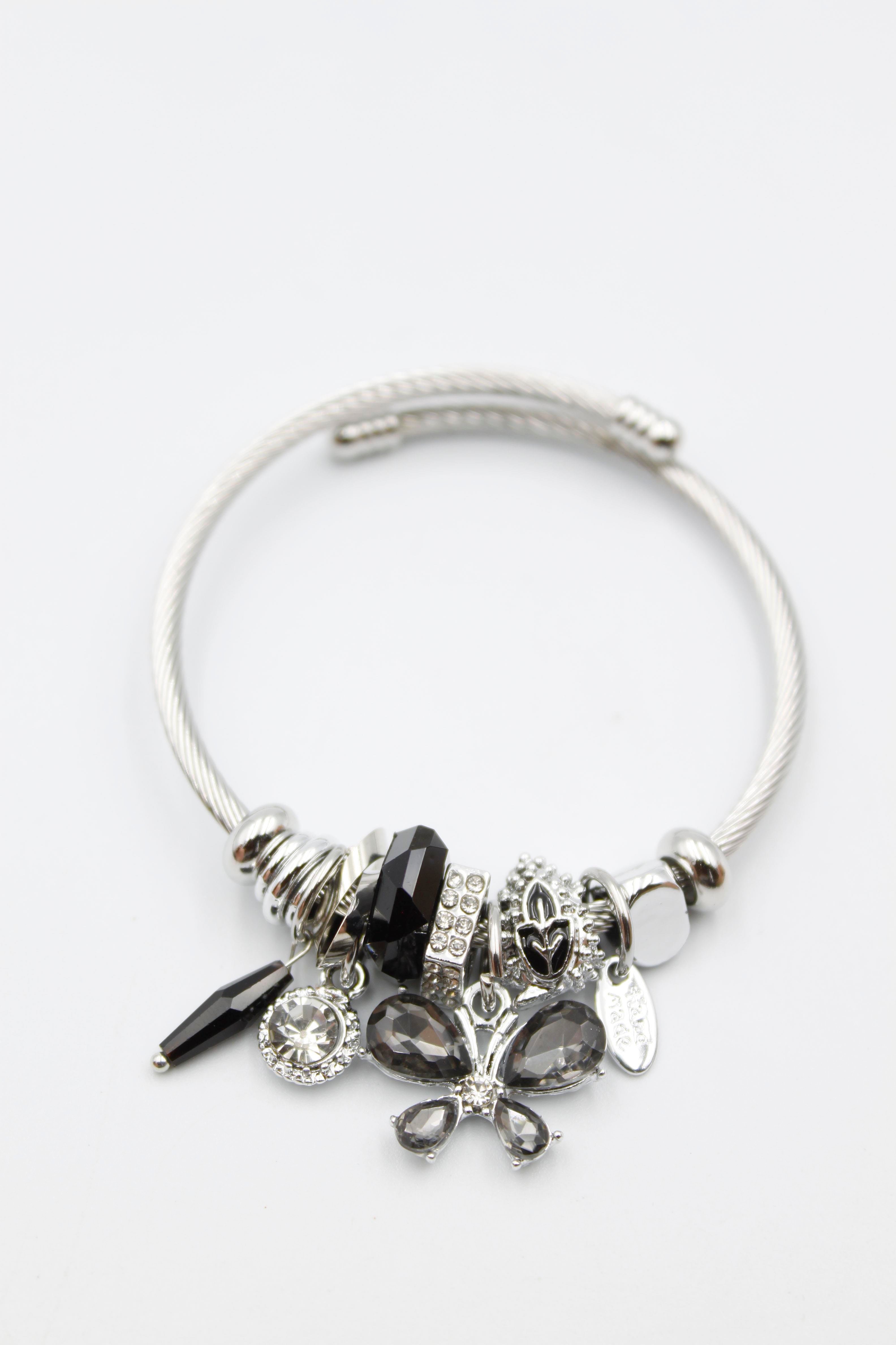 Kelebek Charm Bilezik - Siyah