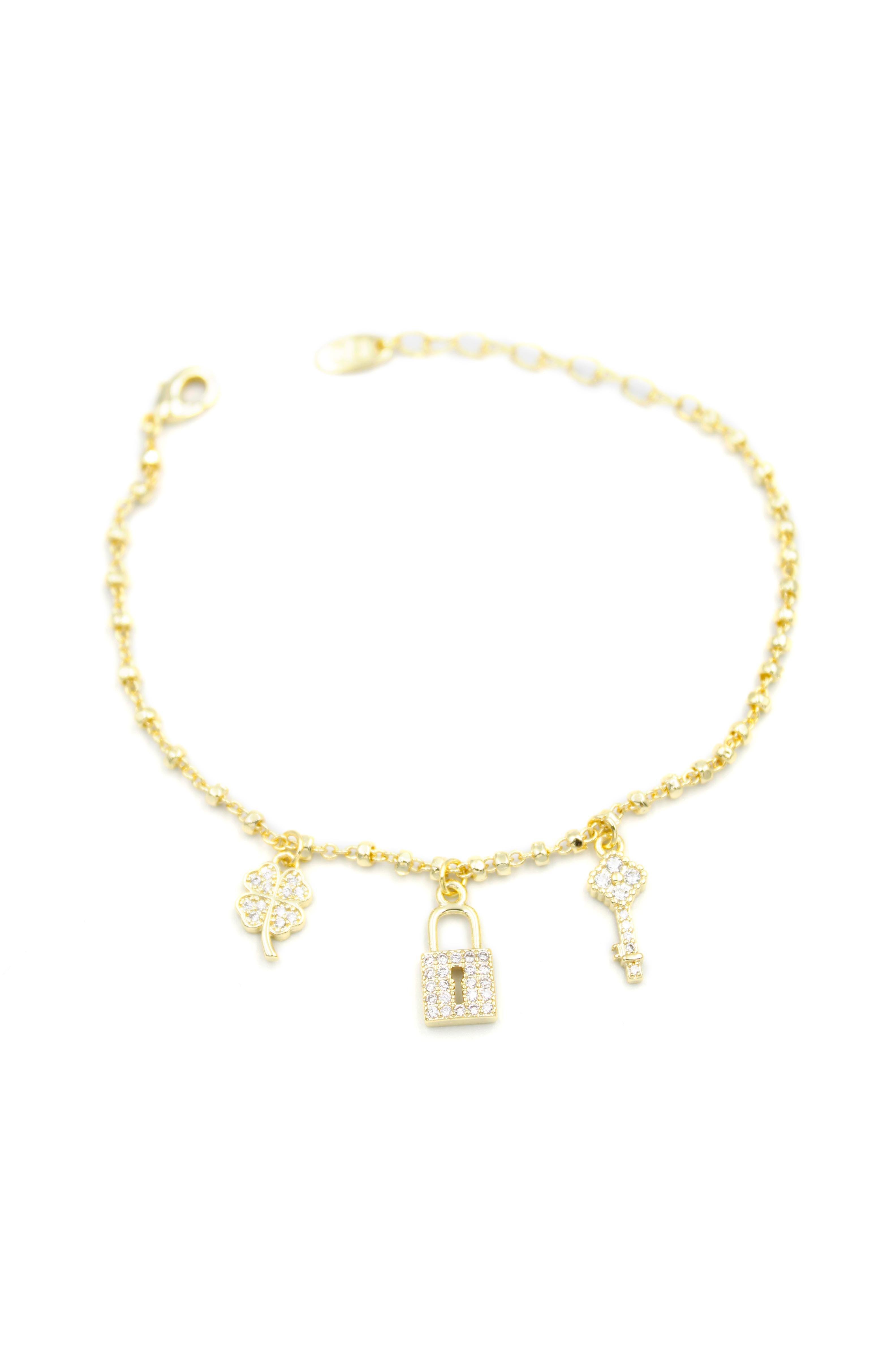 Kilit Charm Bileklik - Altın