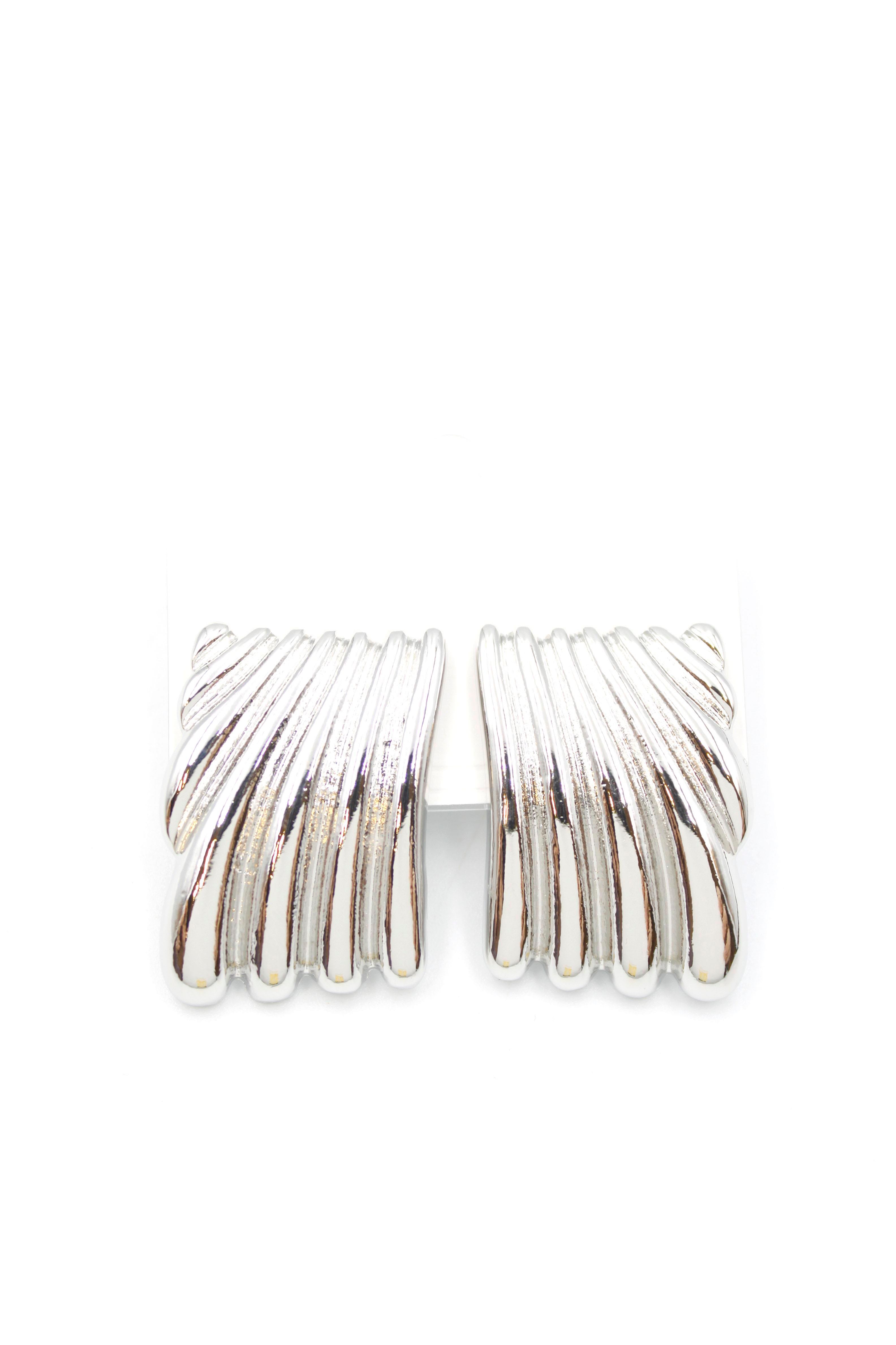 Kıvrımlı Plaka Küpe - Gümüş