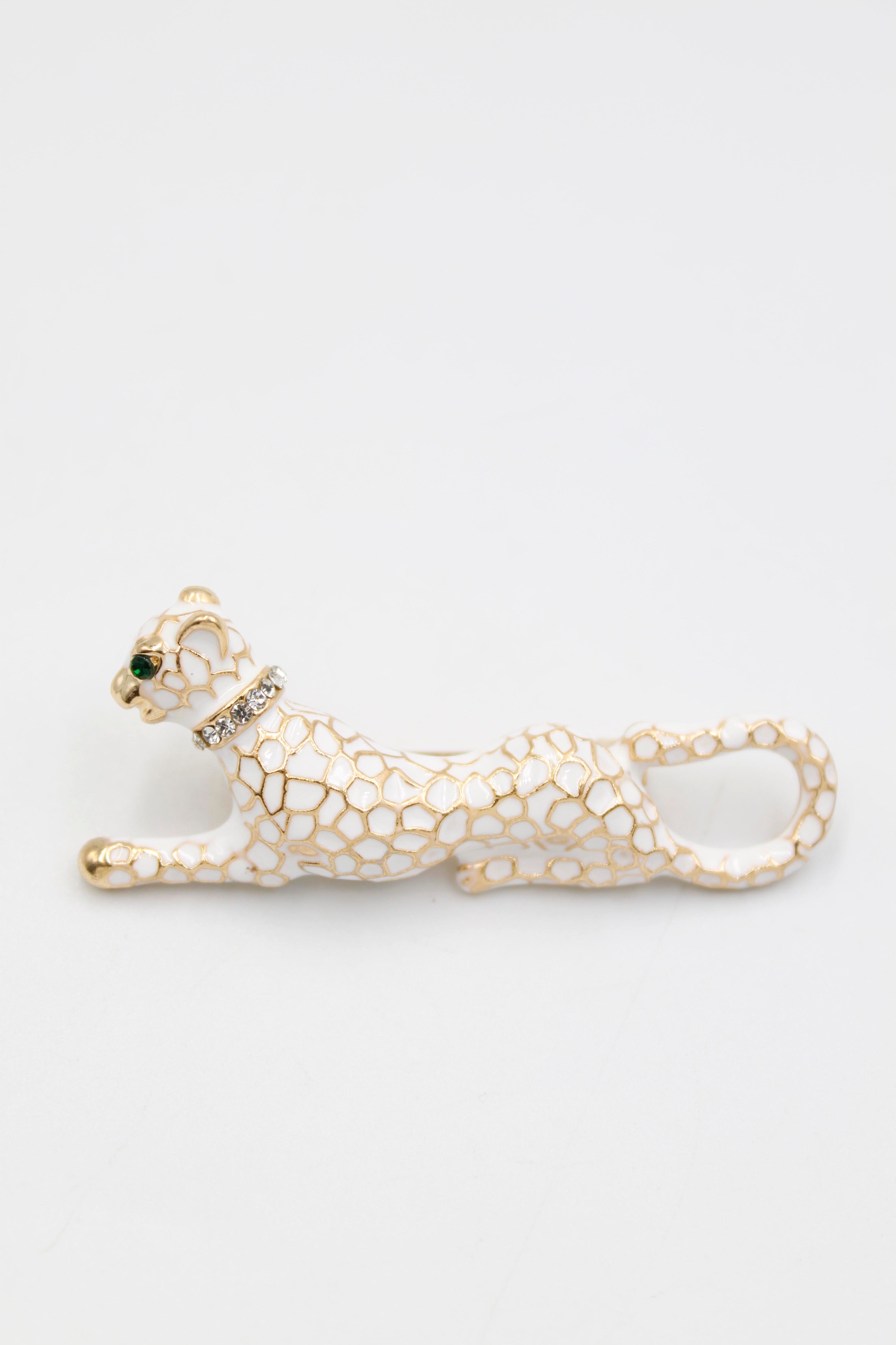 Leopar Broş - Beyaz