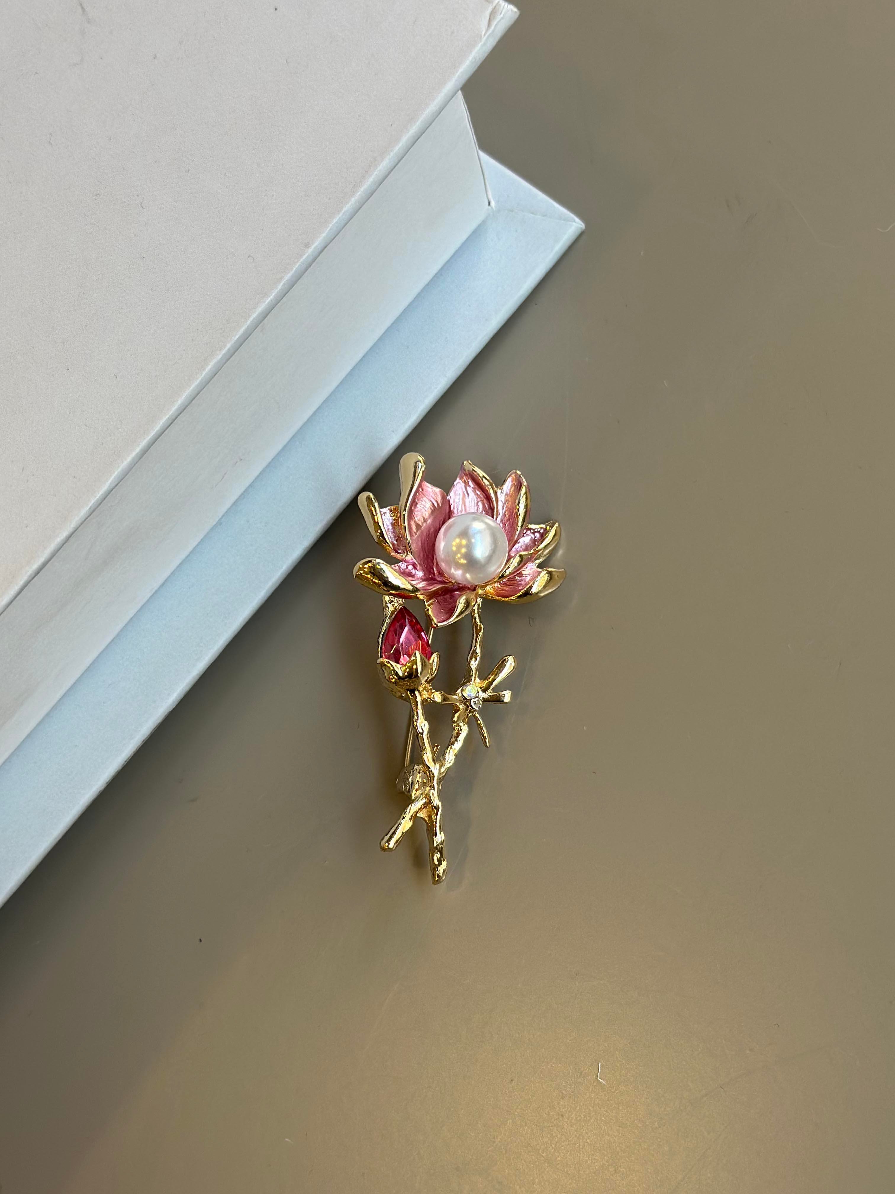 Lotus Çiçek Broş - Pembe