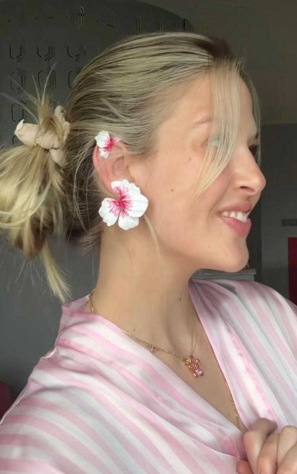 Lotus Çiçek Küpe - Pembe