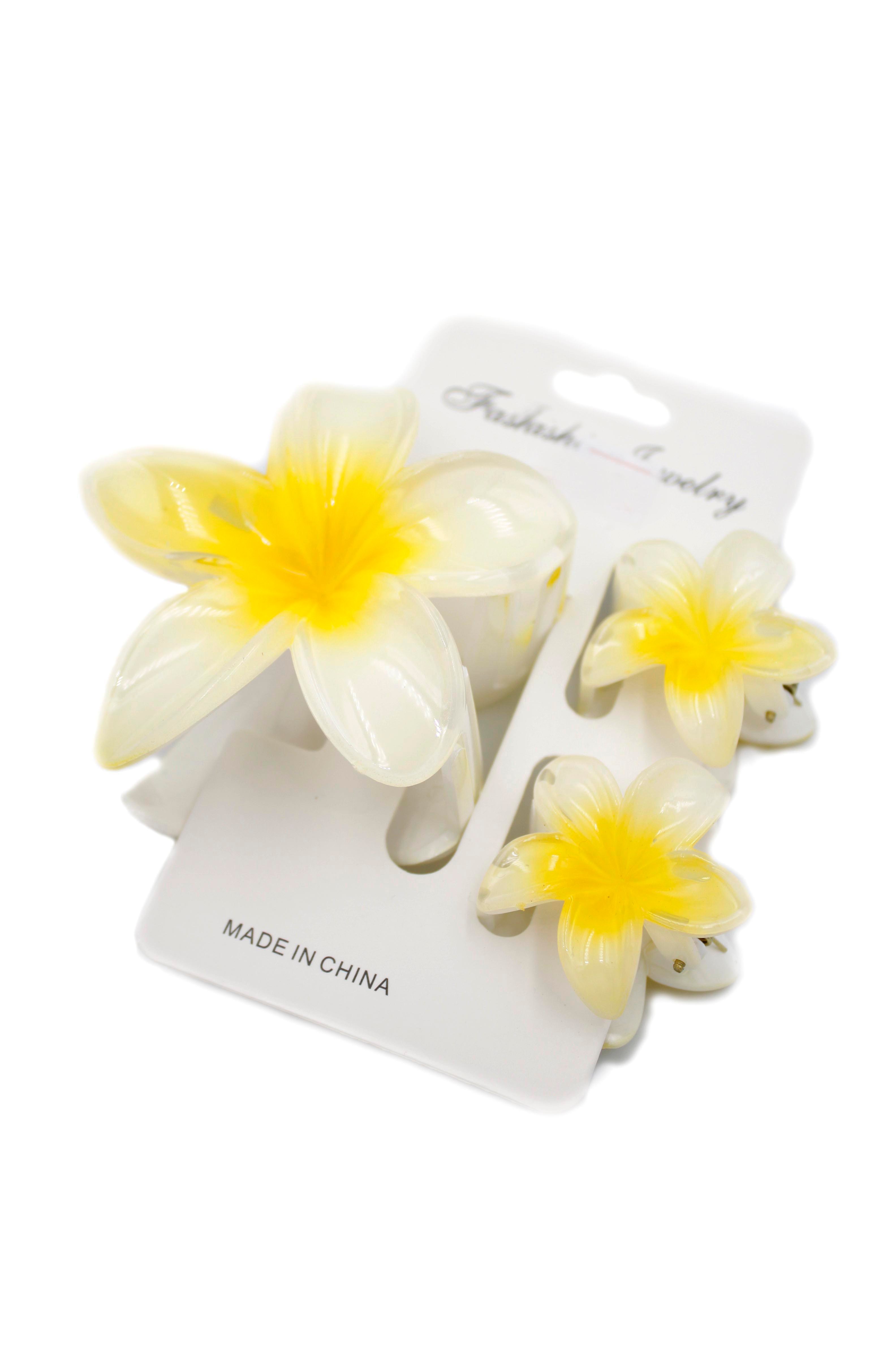 Lotus Set Tırmık Toka - Beyaz