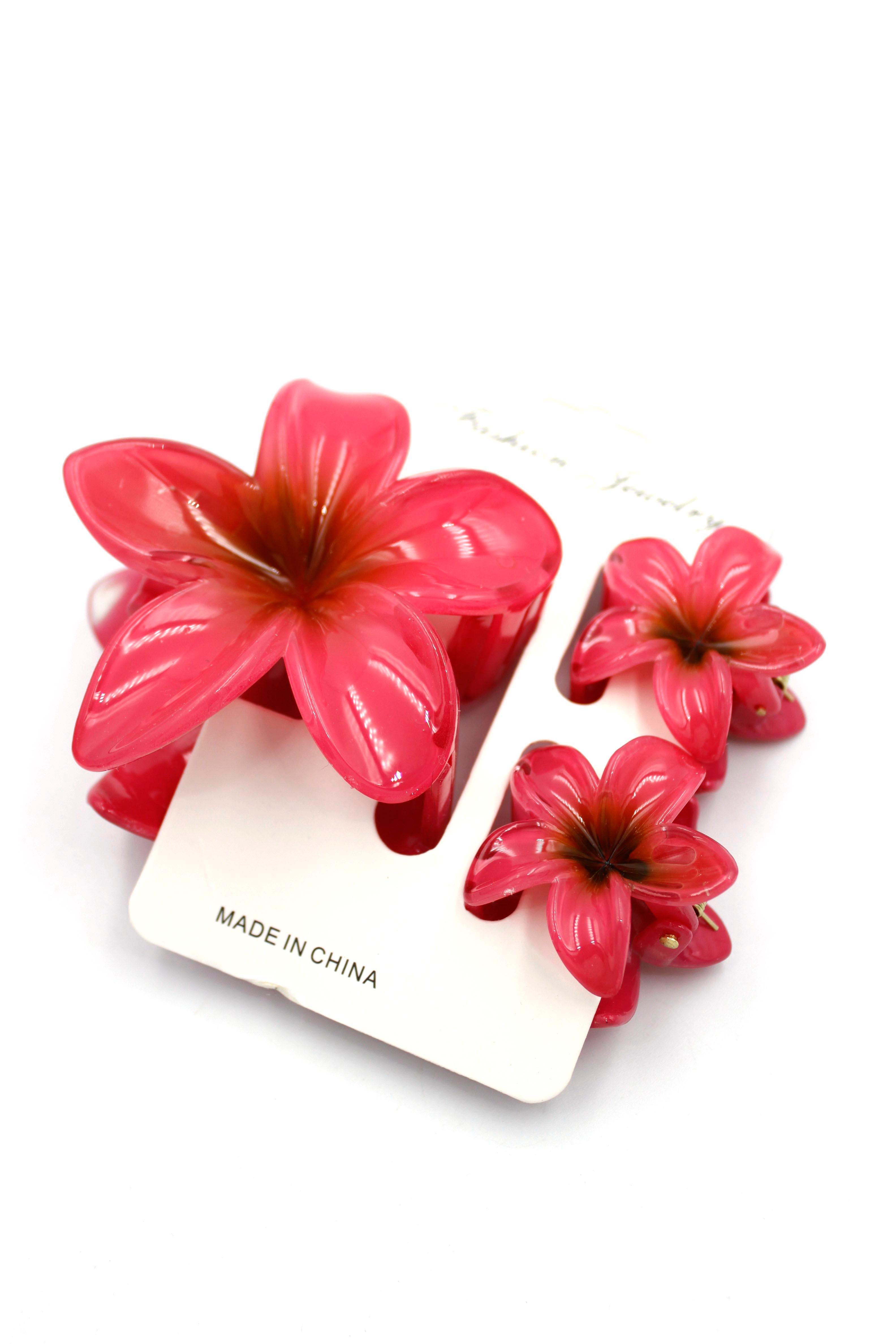 Lotus Set Tırmık Toka - Kırmızı