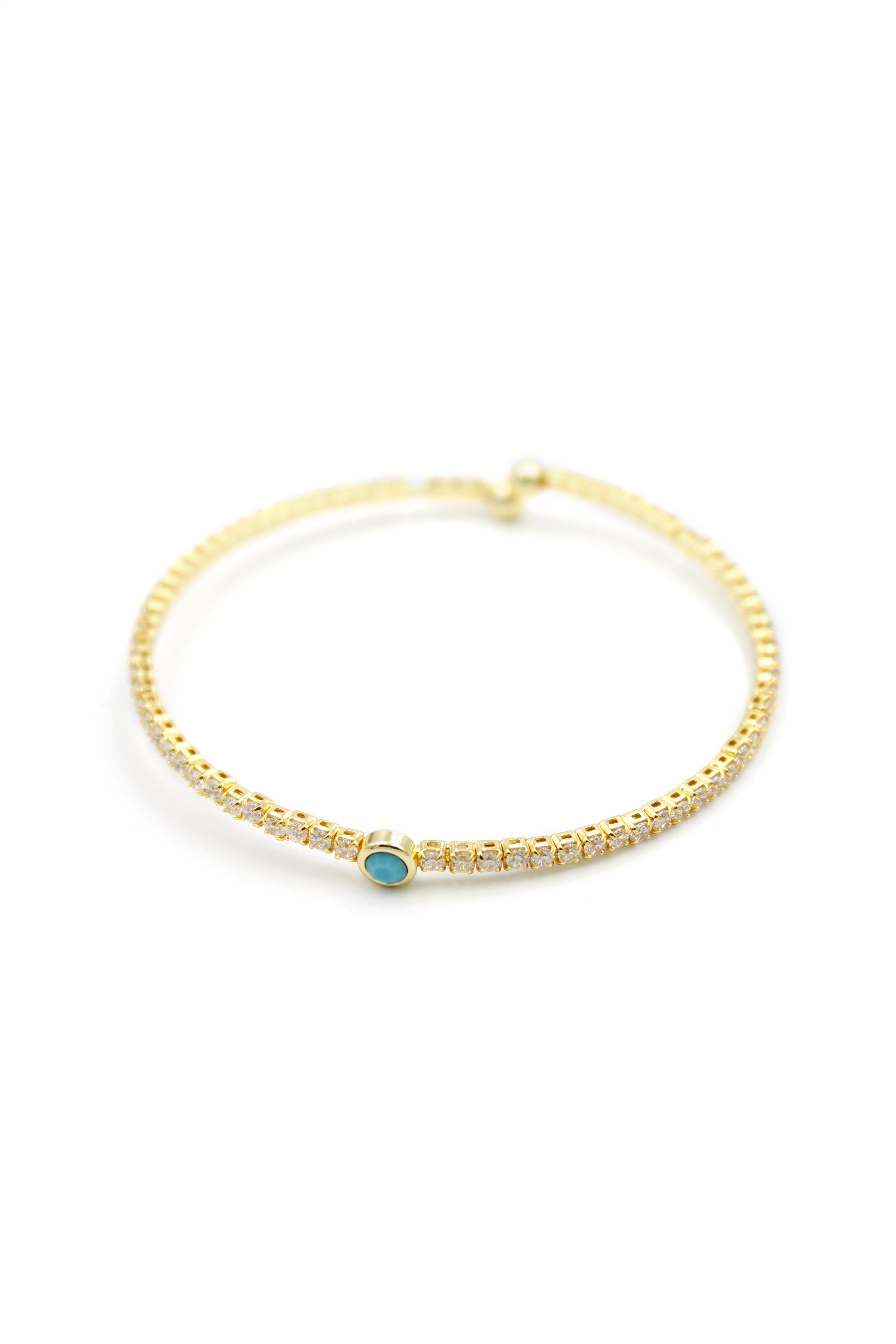 Mavi Boncuk Dorika Bilezik - Altın