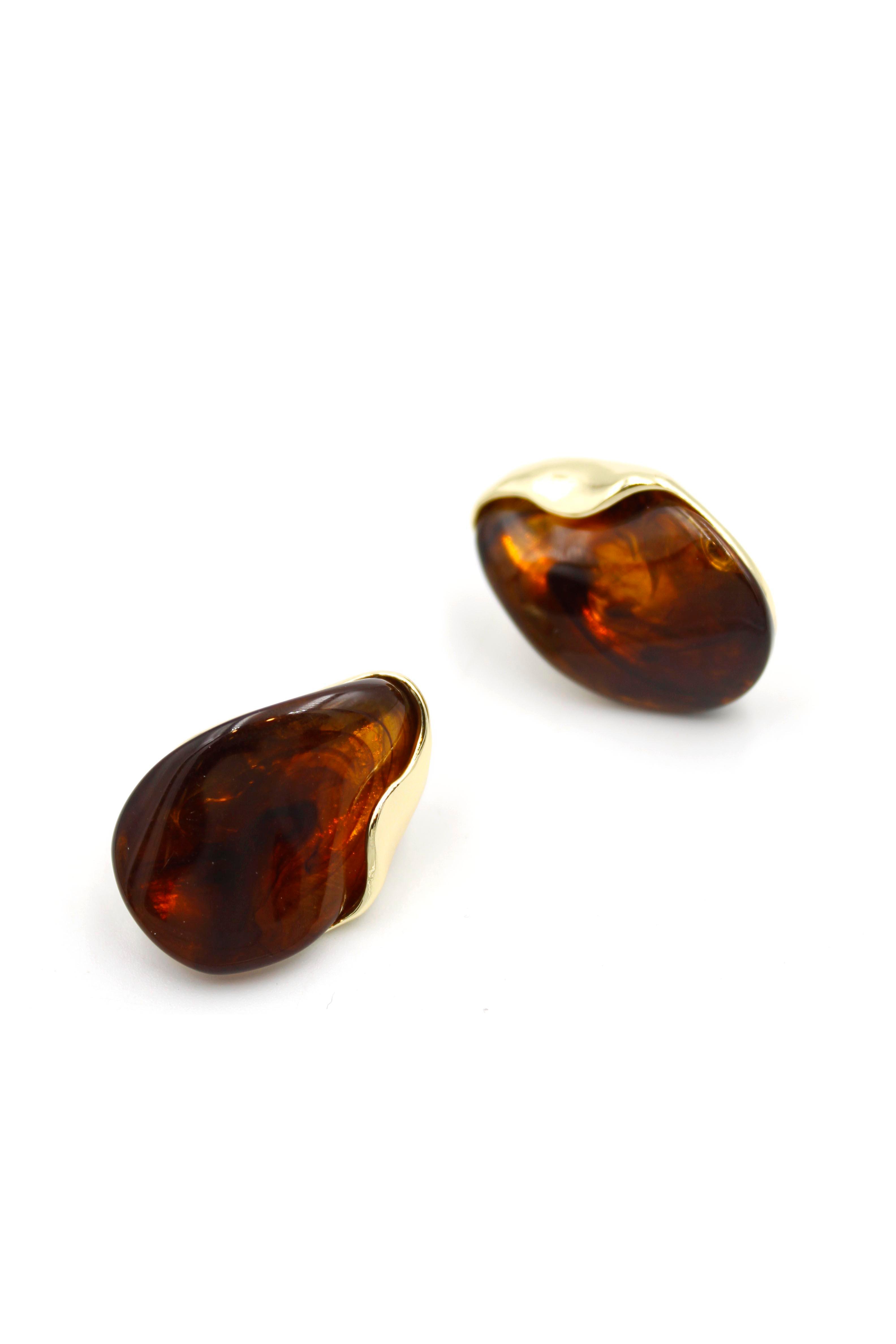 Oval Küpe - Kahverengi