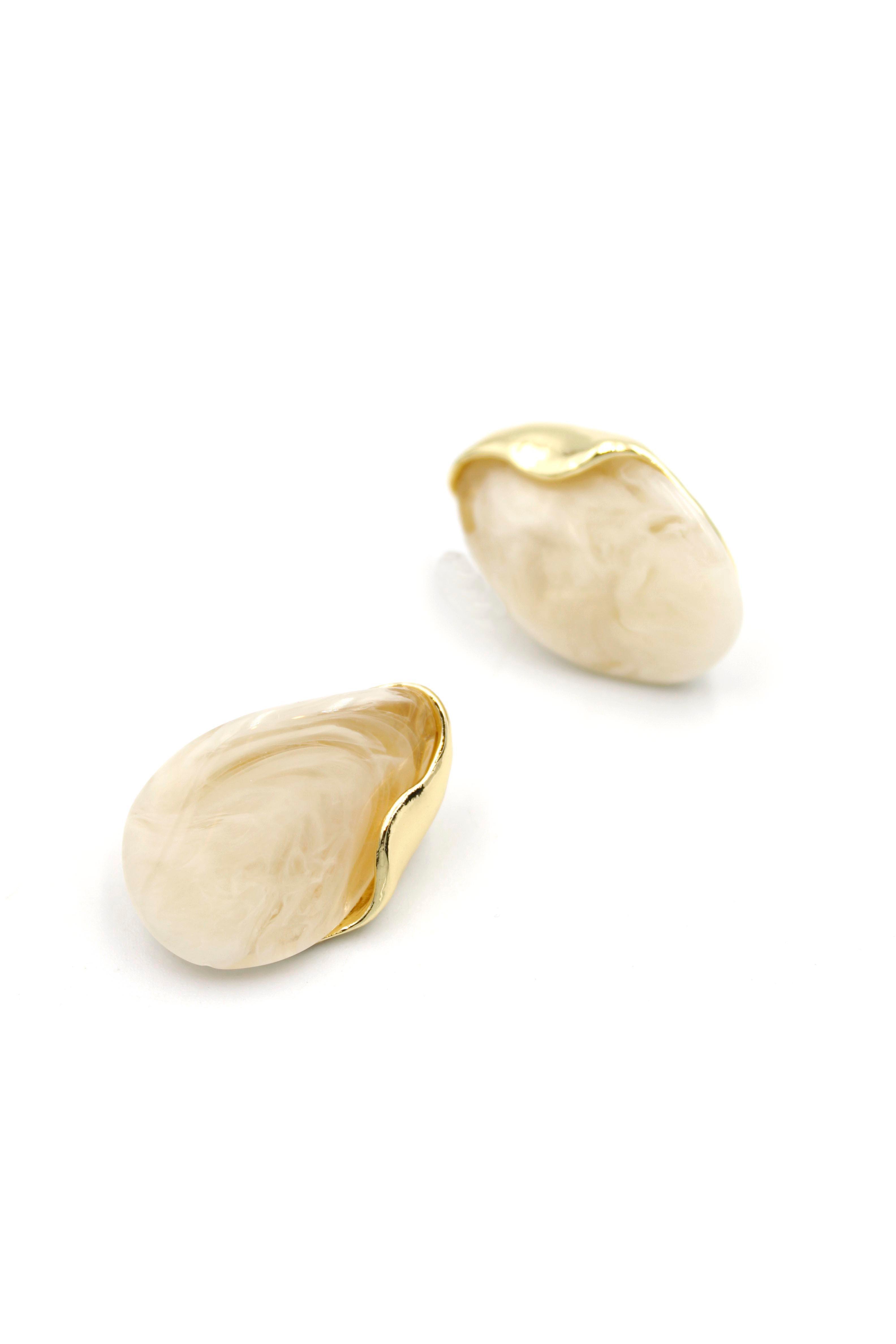Oval Küpe - Krem