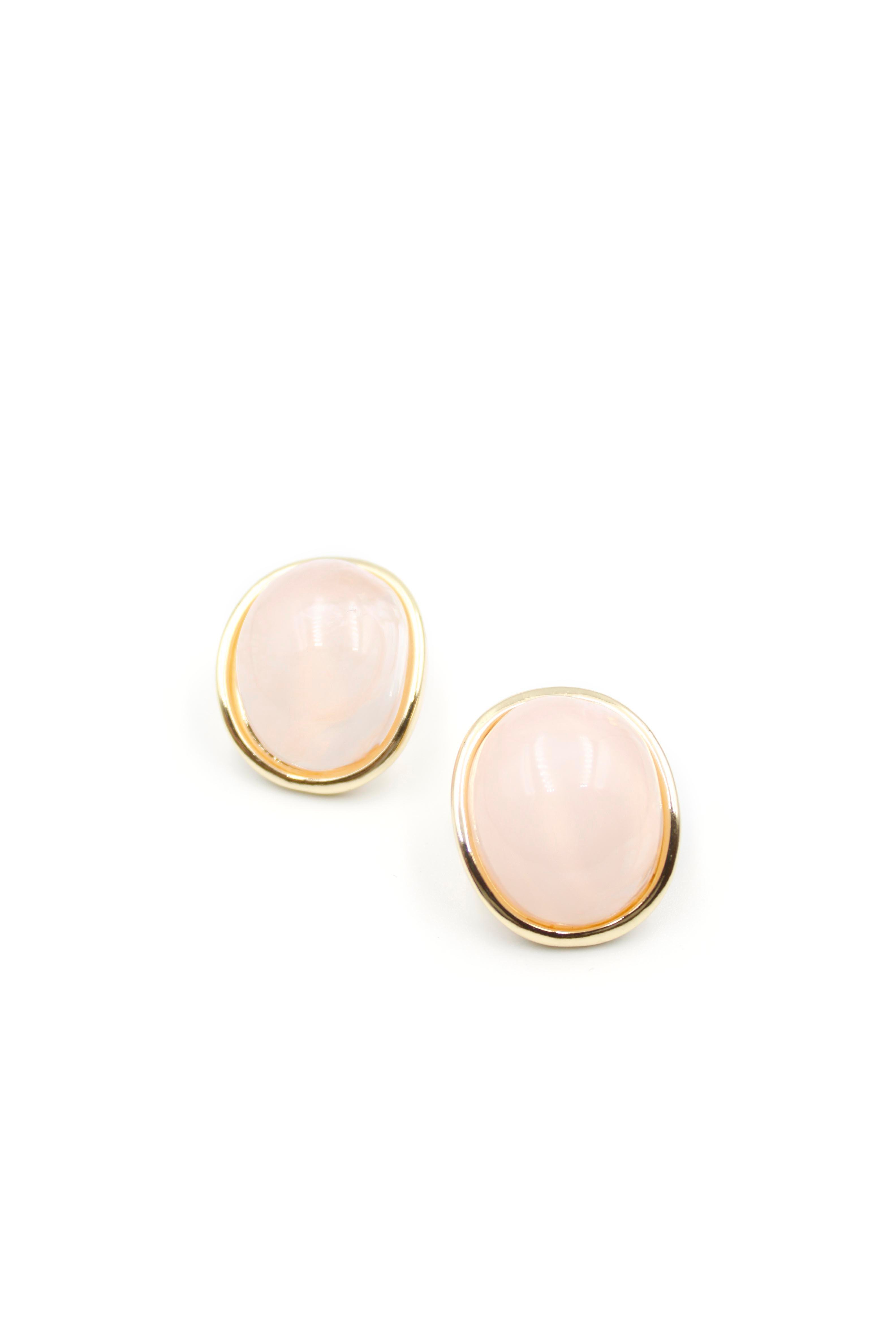 Oval Küpe - Pembe