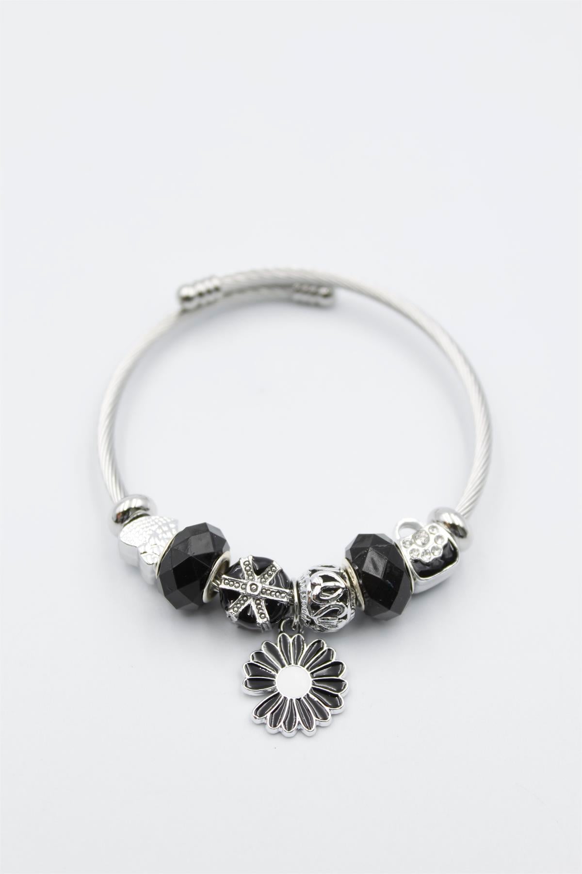 Papatya Charm  Bilezik - Siyah