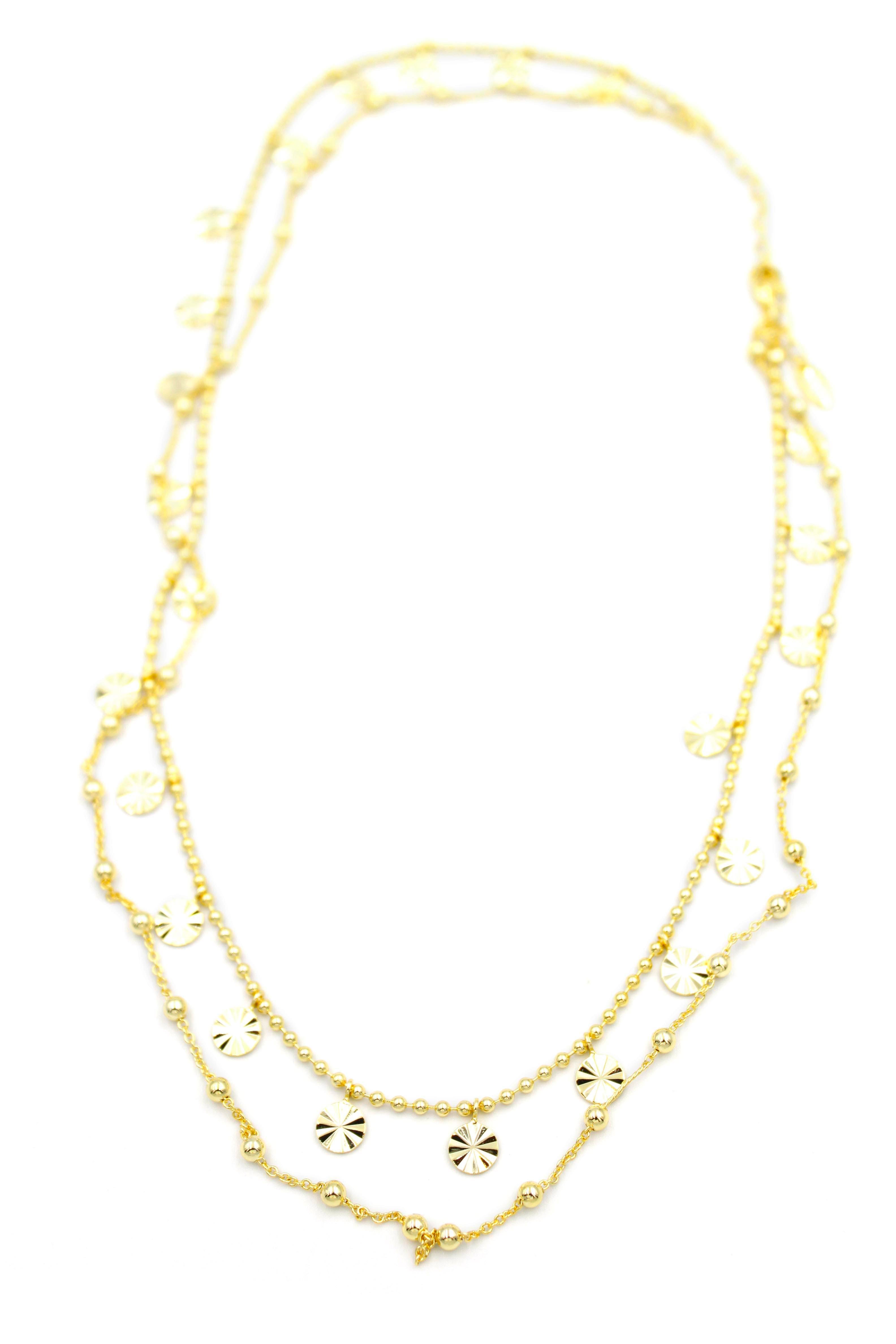 Pullu Dorila Kolye - 90cm - Altın