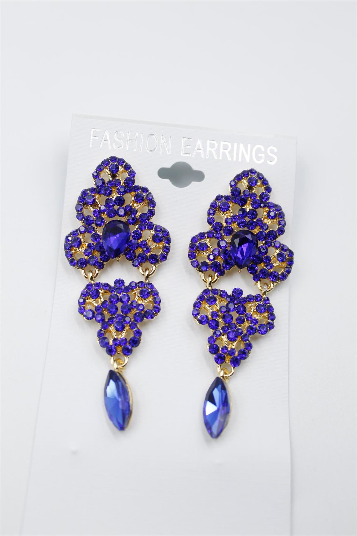 Taşlı Küpe - Mavi