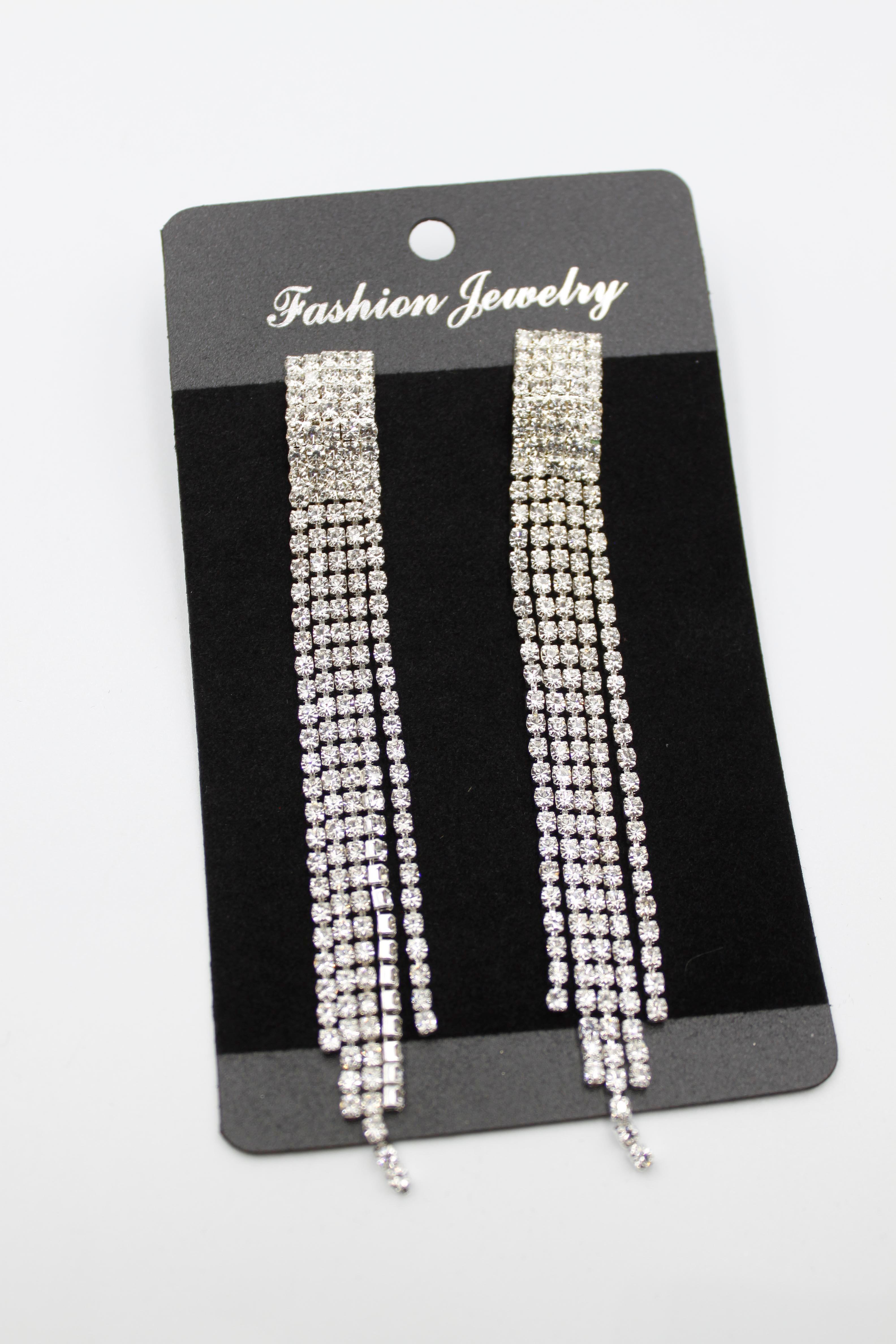 Taşlı Su Yolu Küpe - Gümüş