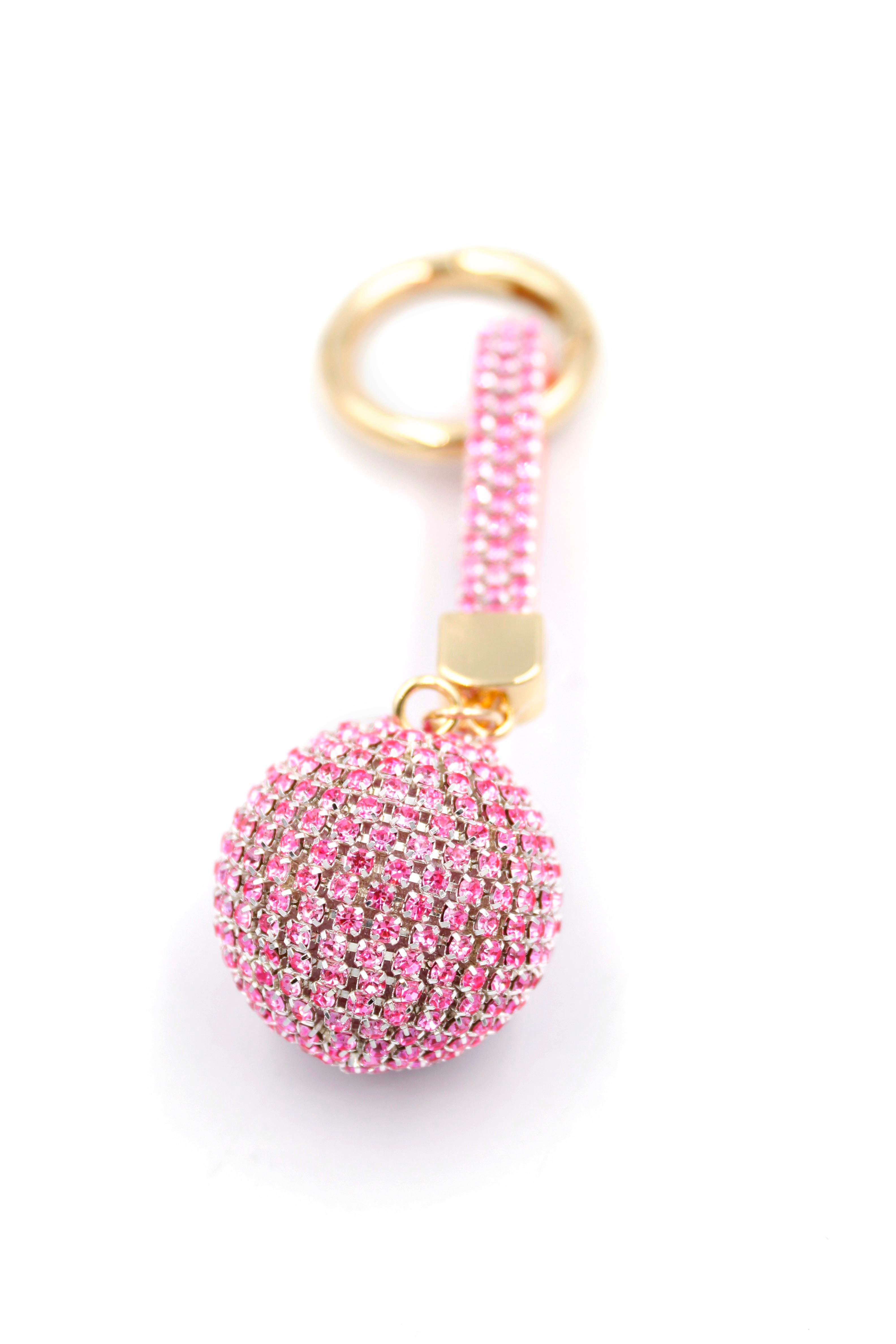 Taşlı Top Anahtarlık - Pembe