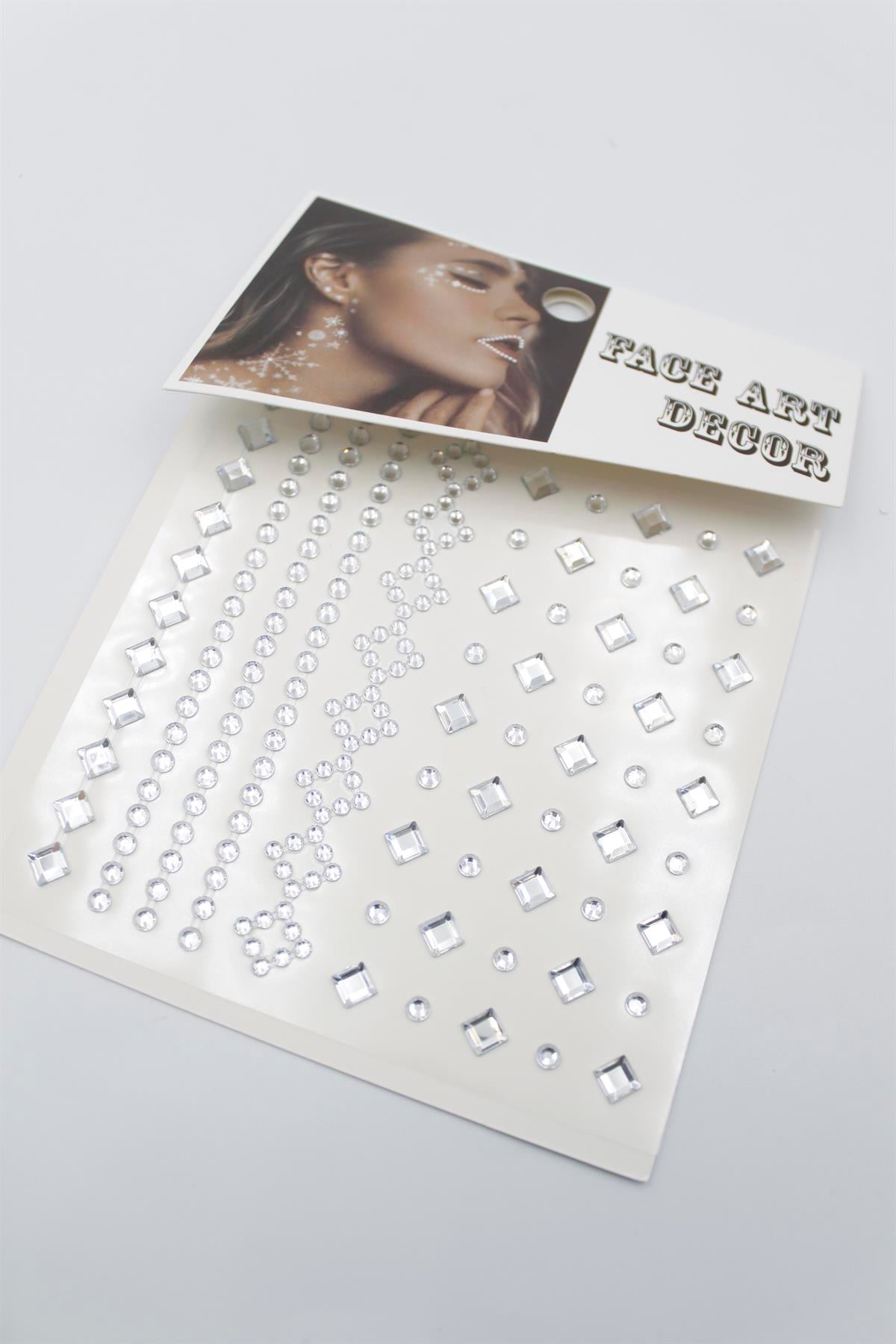 Taşlı Yüz ve Saç Sticker - Beyaz