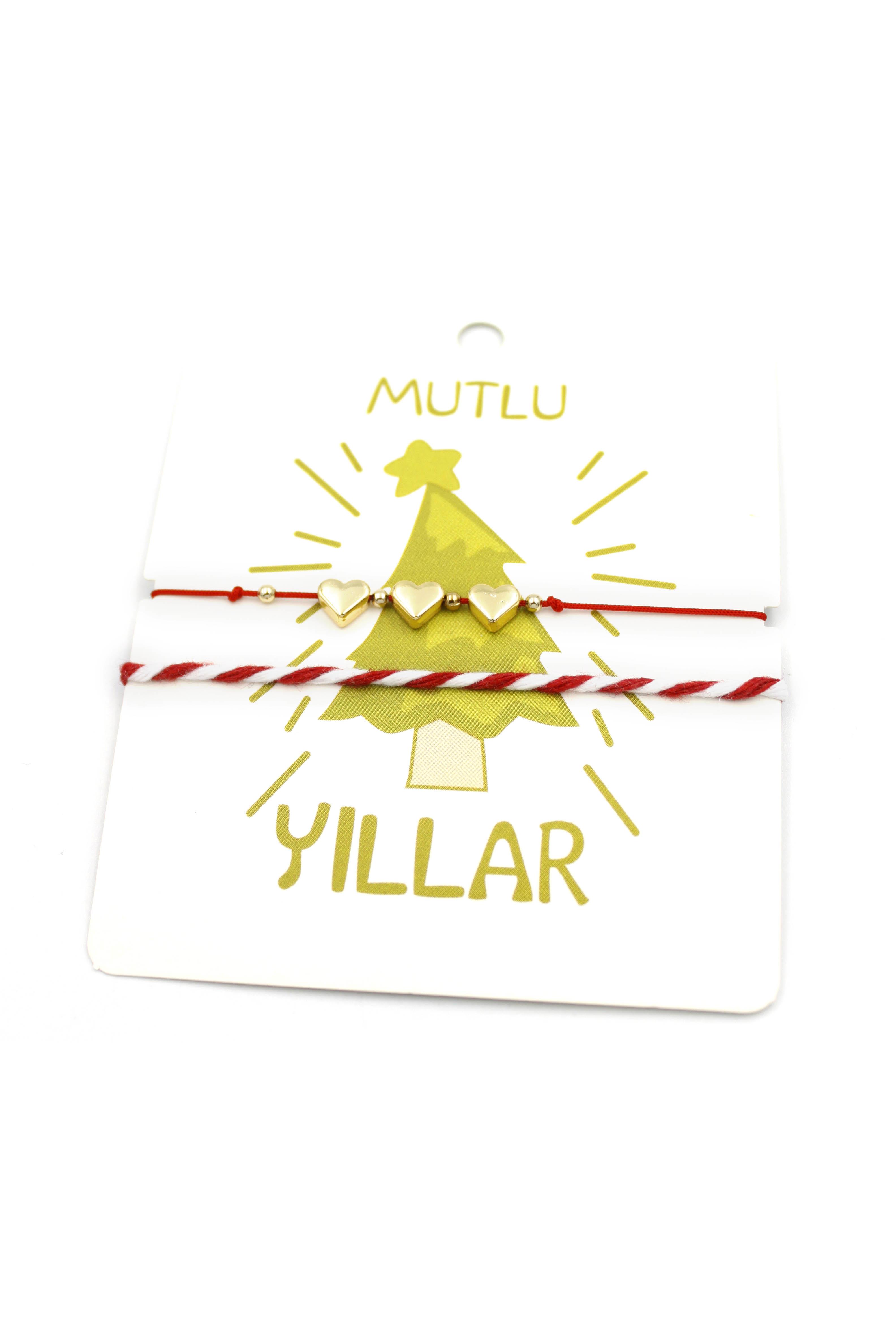 Yeni Yıl Kalp Bileklik - Kırmızı