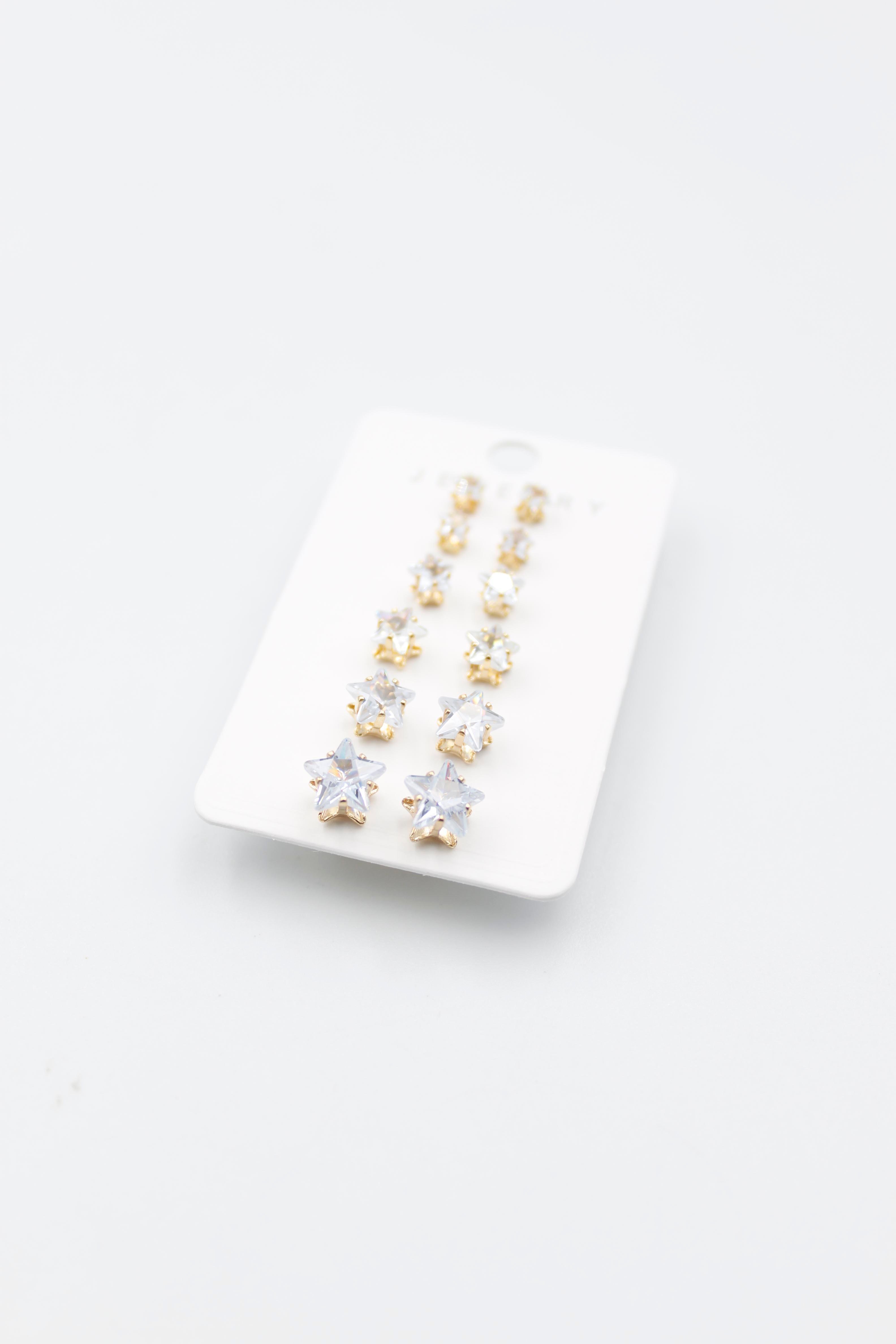 Yıldız Taşlı Set Küpe - Altın