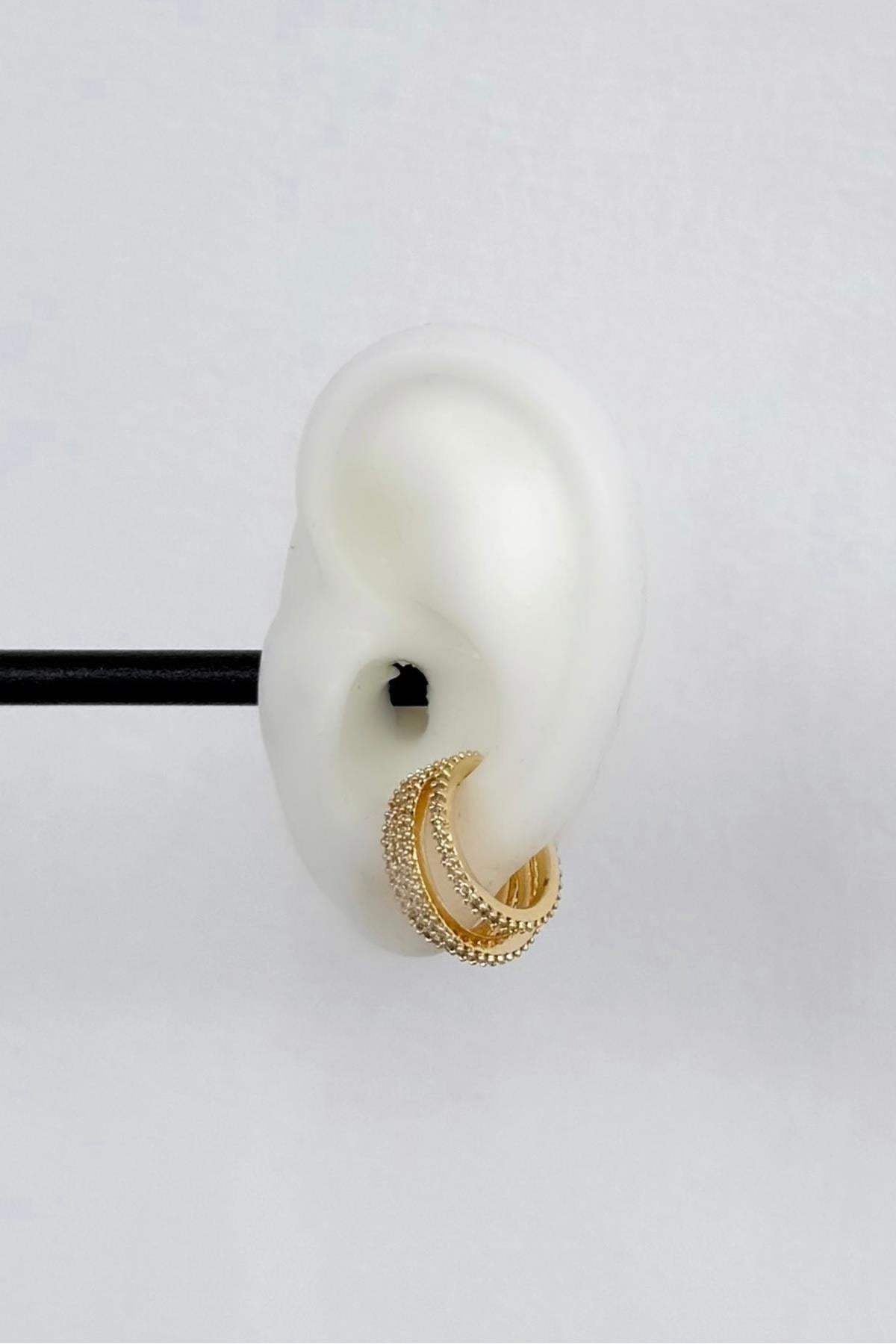 Gold A.K. Taşlı Üçlü Earcuff