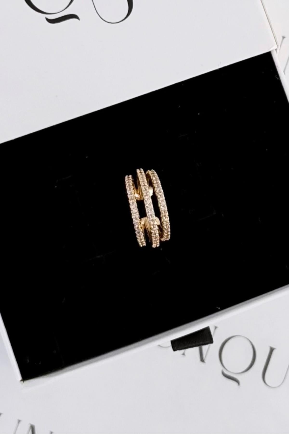 Gold A.K. Taşlı Üçlü Earcuff