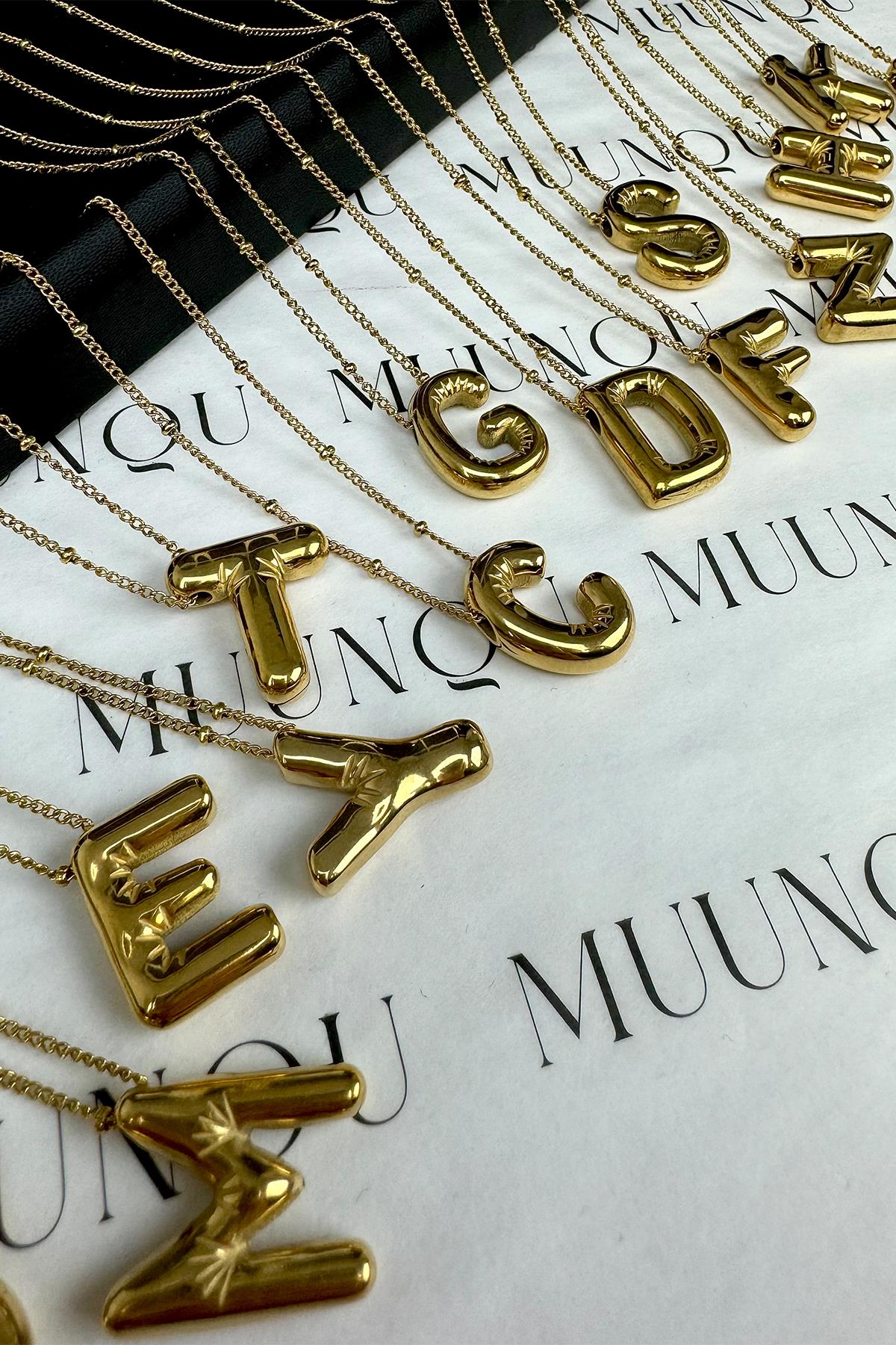 Gold Balon Harf Kolye
