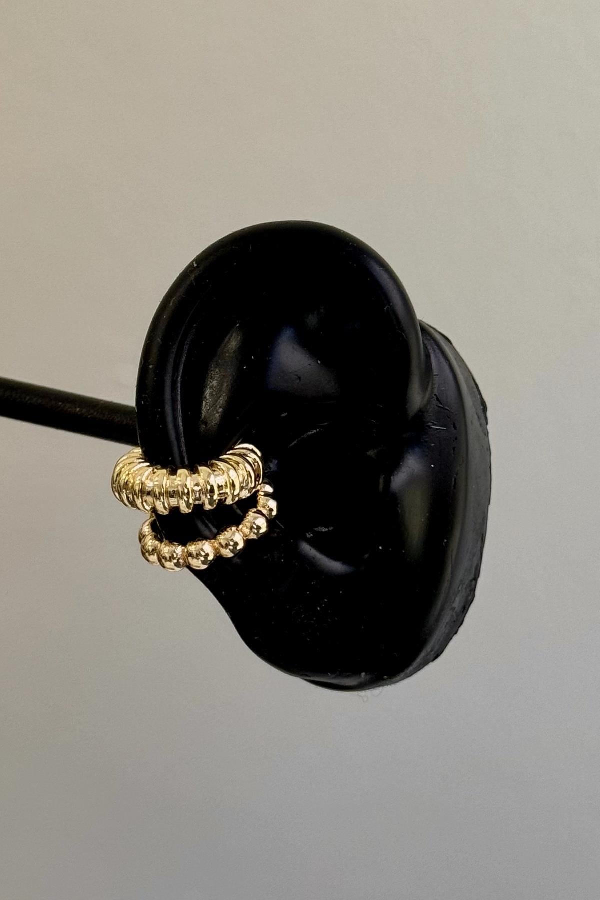 Gold Boncuk Model Earcuff