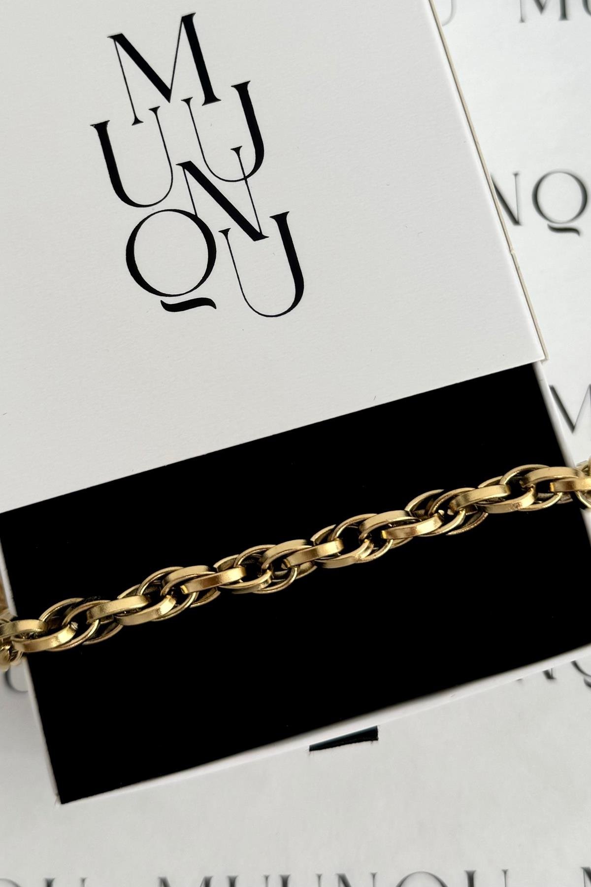 Gold Çelik İç İçe Halka Zincir Bileklik