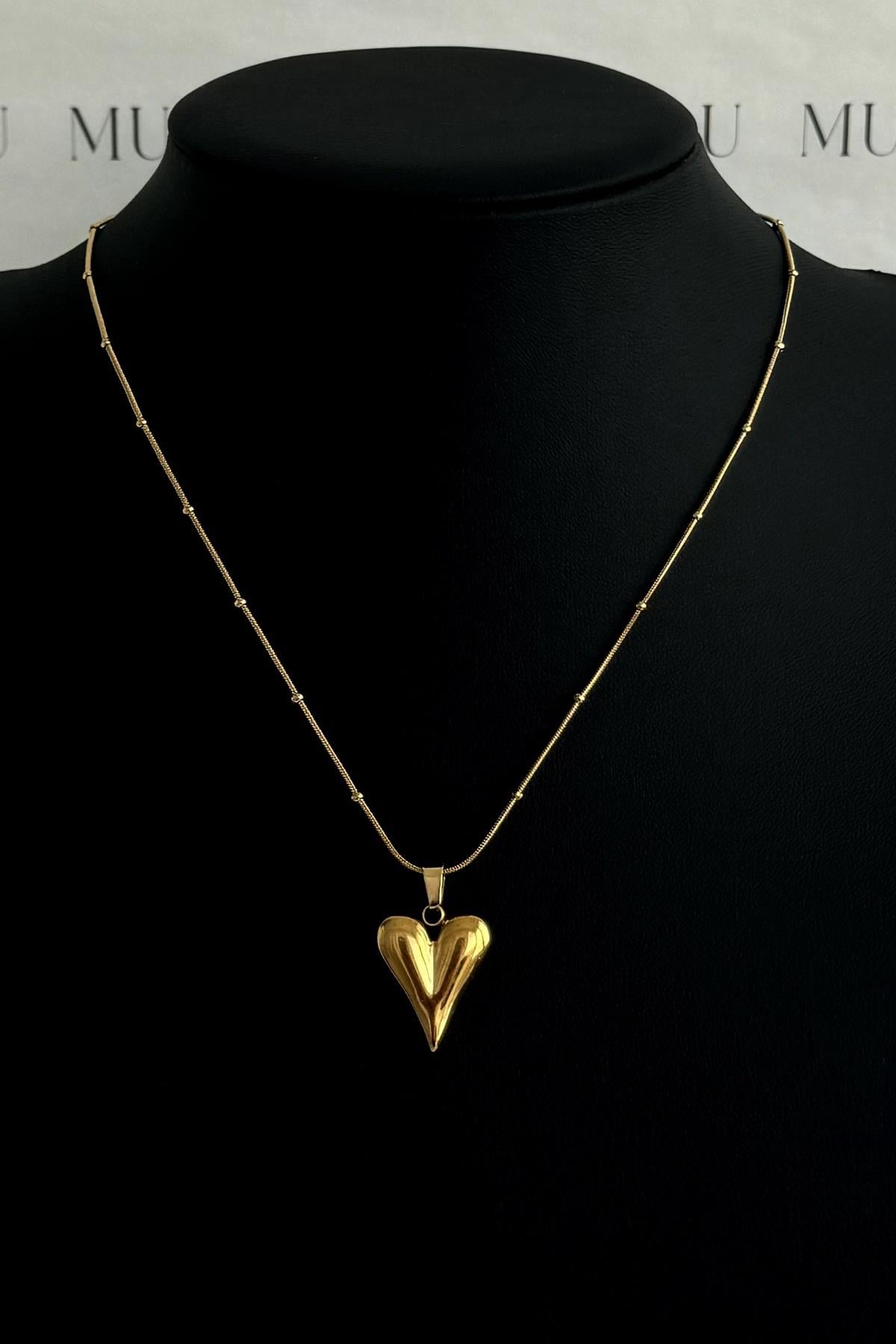 Gold Çelik Kalpli Kolye