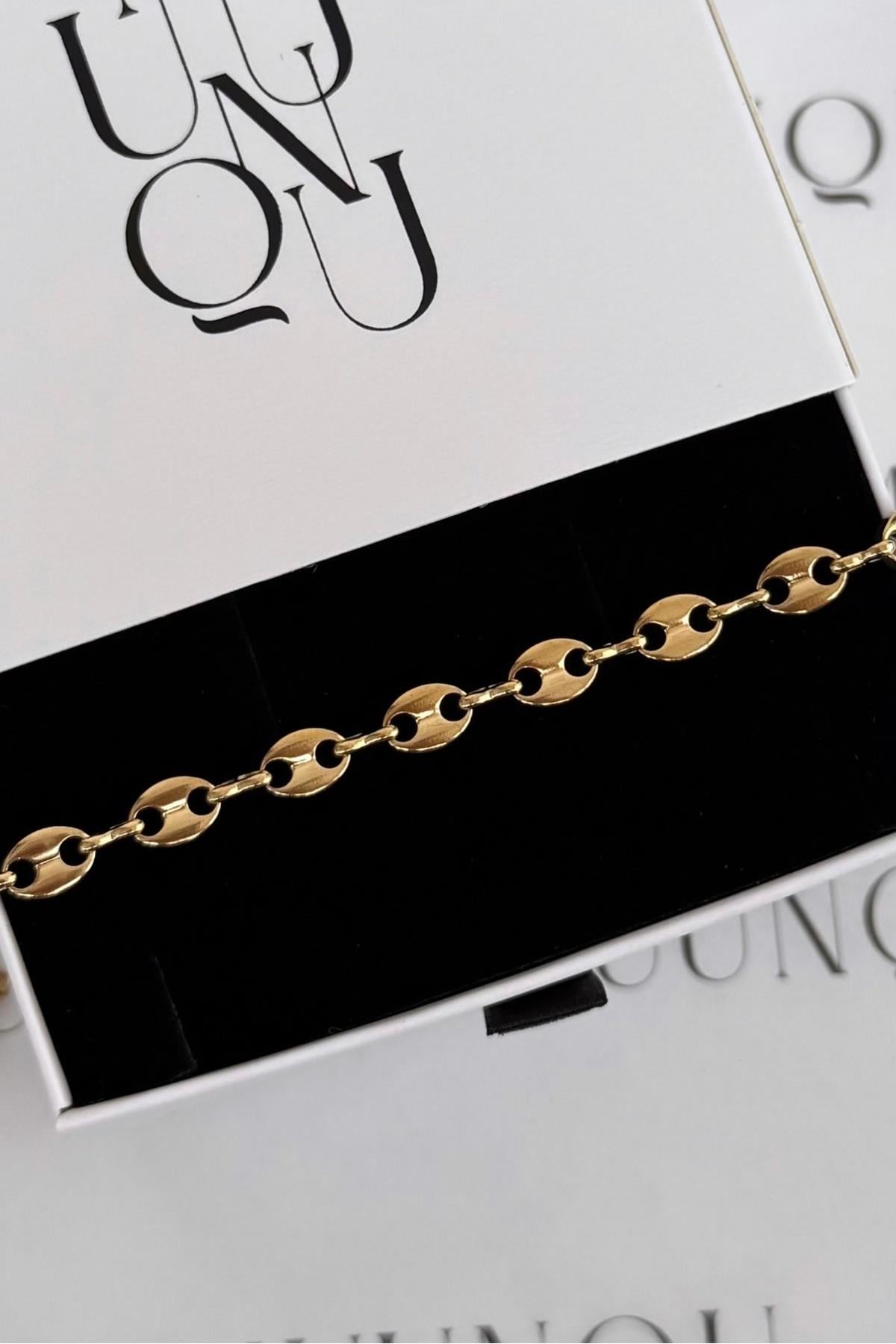 Gold Çelik Küçük Düğme Bileklik
