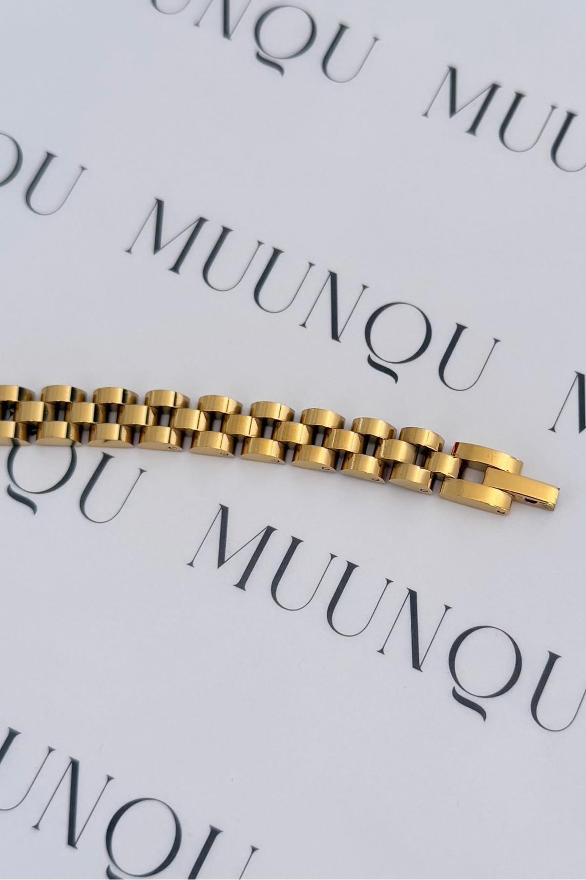 Gold Çelik Rolx Model Kordon Bileklik