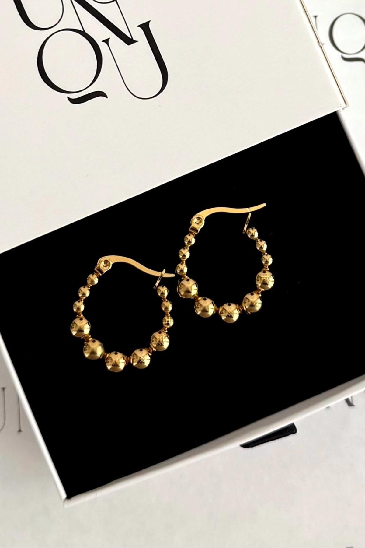 Gold Çelik Toplu Halka Küpe