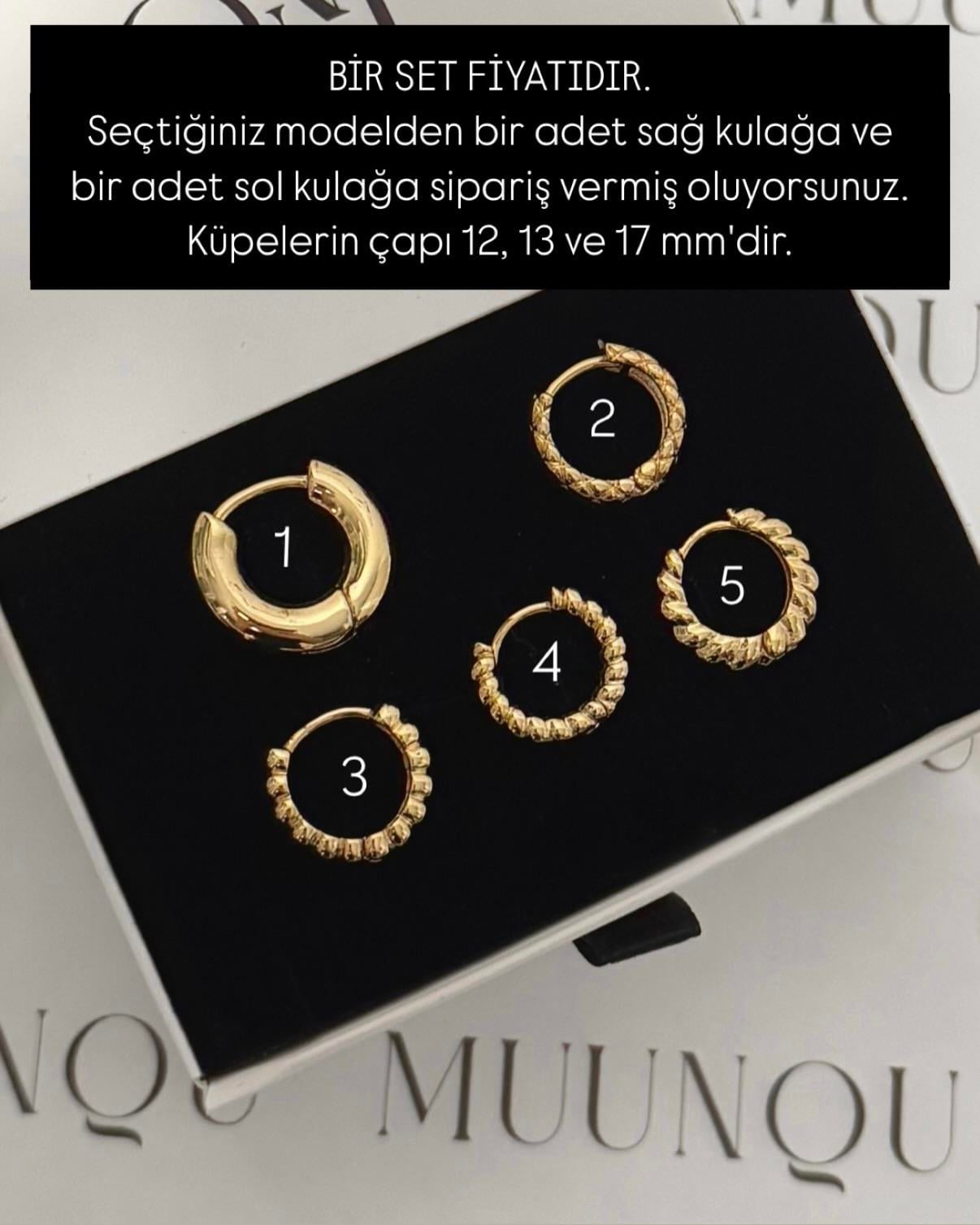 Gold Döküm Bir Set Küpe Karışık Model