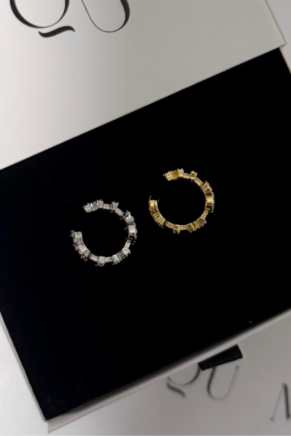 Gold Gümüş A.K. Mmiu Taşlı Earcuff