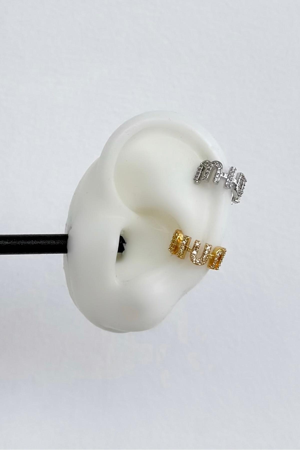 Gold Gümüş A.K. Mmiu Taşlı Earcuff