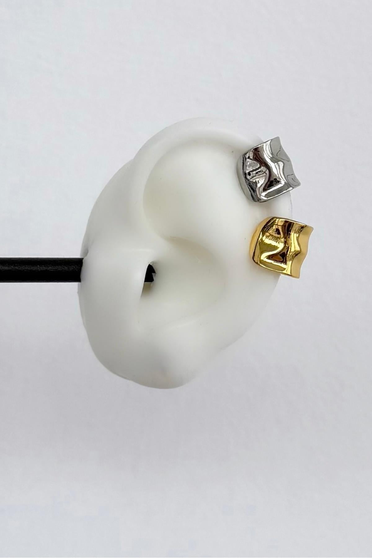 Gold Gümüş A.K. Asimetrik Earcuff 