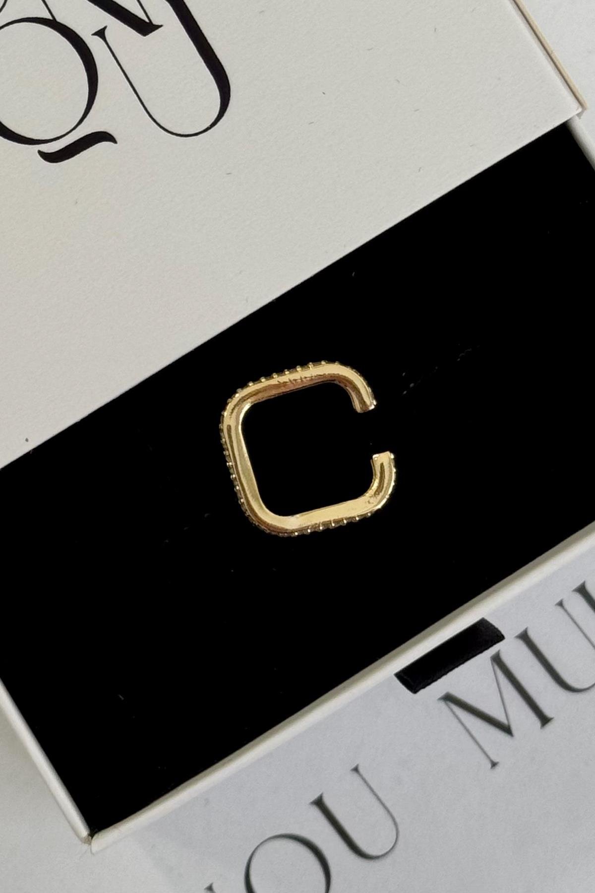 Gold Taşlı Kare Earcuff