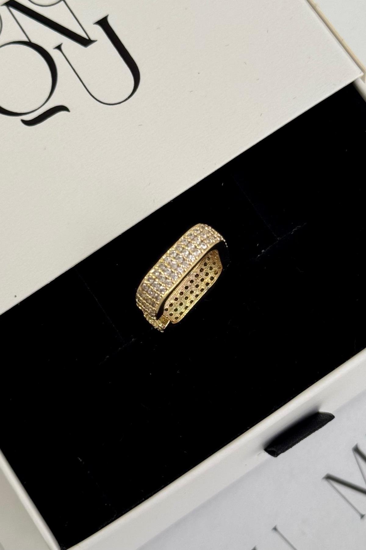 Gold Taşlı Kare Earcuff
