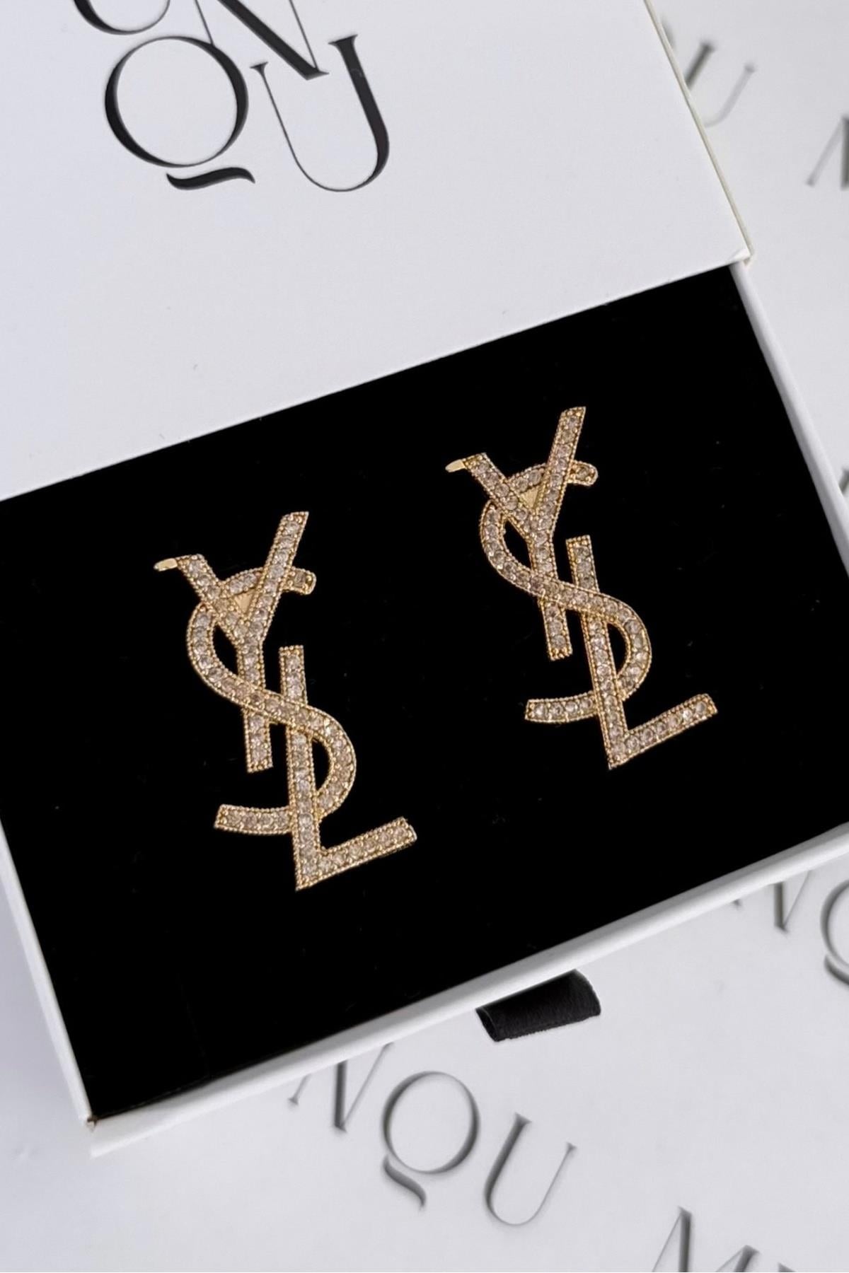 Özel A.K. Gold Ysl Taşlı Küpe