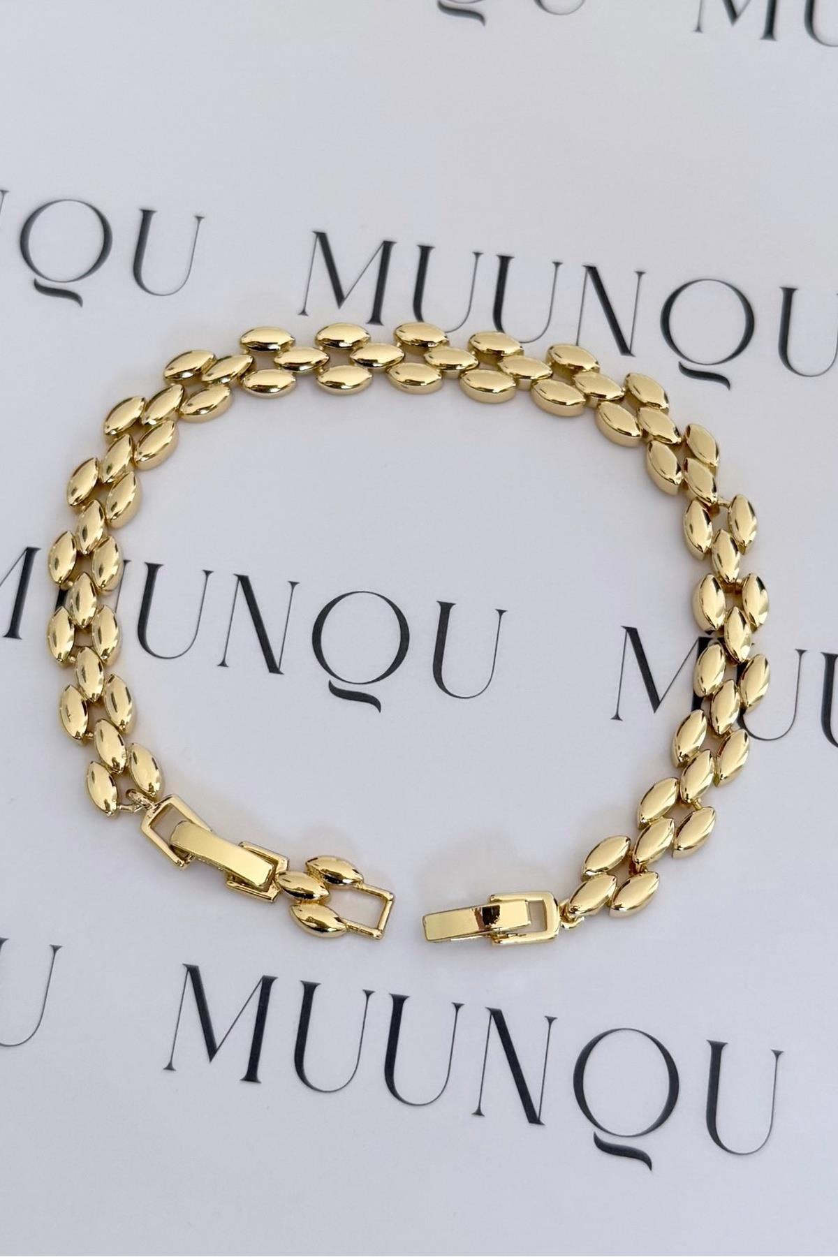 Özel Döküm Gold Buğday Zincir Bileklik