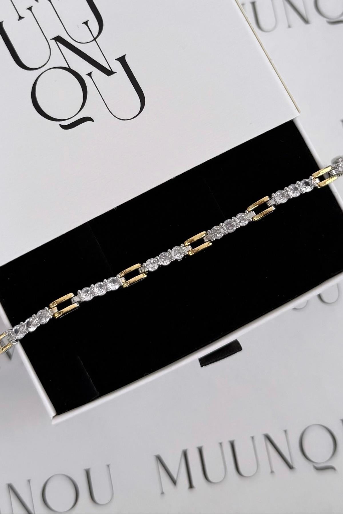 Özel Döküm Gold Halkalı Taşlı Bileklik