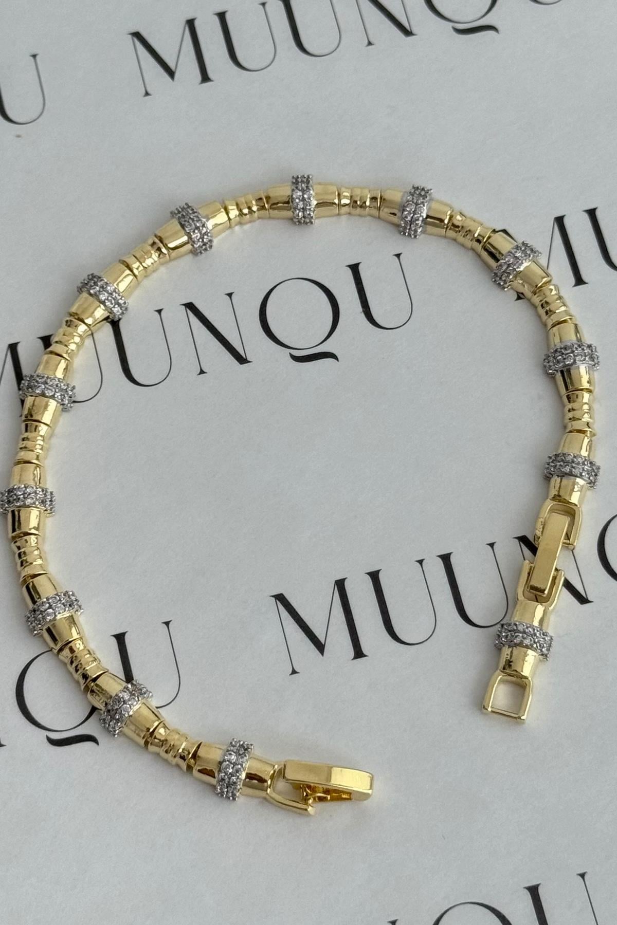 Özel Döküm Gold Taşlı Tasarım Bileklik