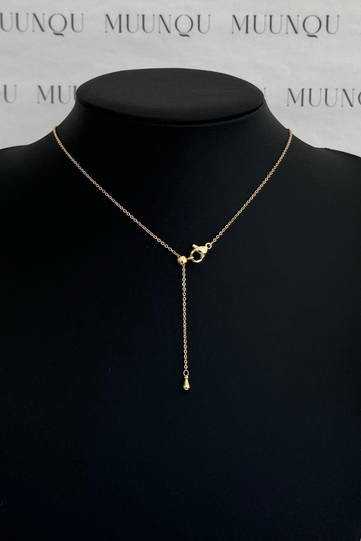 Özel Gold A.K. Ayarlanabilir Çift Taraflı VC Model Yonca Choker/Kolye