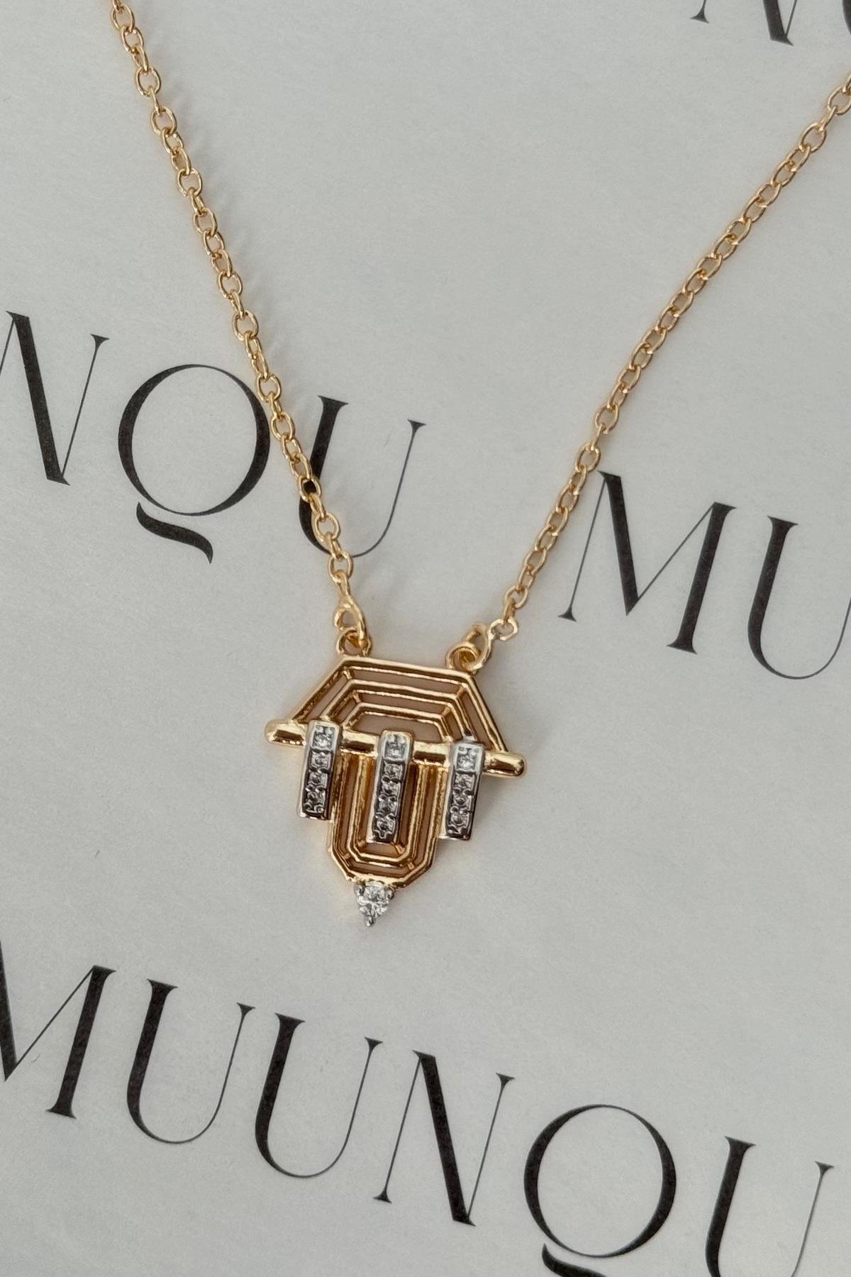 Özel Gold A.K. Taşlı Serenay Kolye