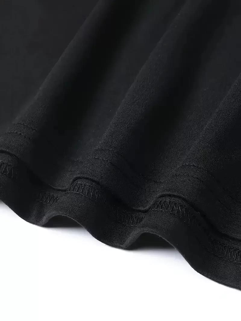 20/1 Penye Compack Baskılı Oversize Bisiklet Yaka Kısa Kol T-shirt - Siyah