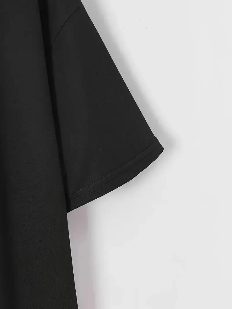 20/1 Penye Compack Baskılı Oversize Bisiklet Yaka m Kısa Kol Yazlık T-shirt - Siyah
