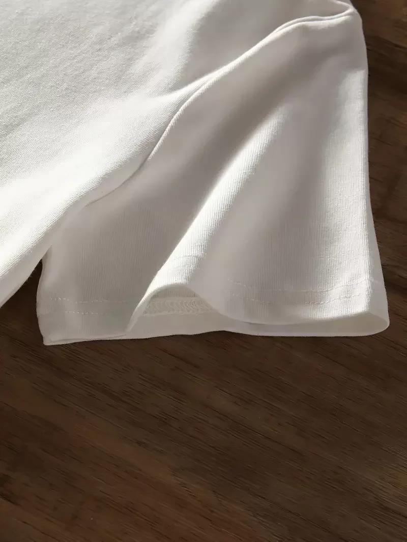 20/1 Penye Compack Baskılı Oversize Bisiklet Yaka Kısa Kol Yazlık T-shirt - Beyaz