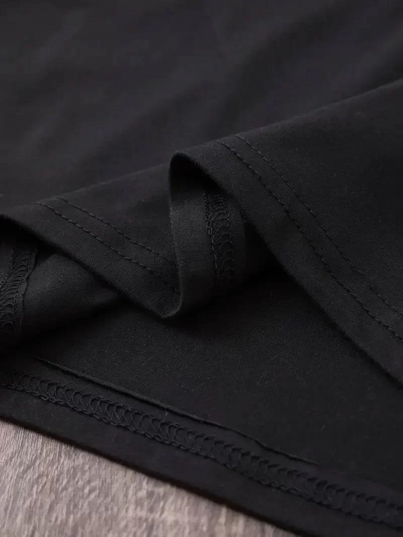 20/1 Penye Compack Baskılı Oversize Bisiklet Yaka Kısa Kol Yazlık T-shirt - Siyah