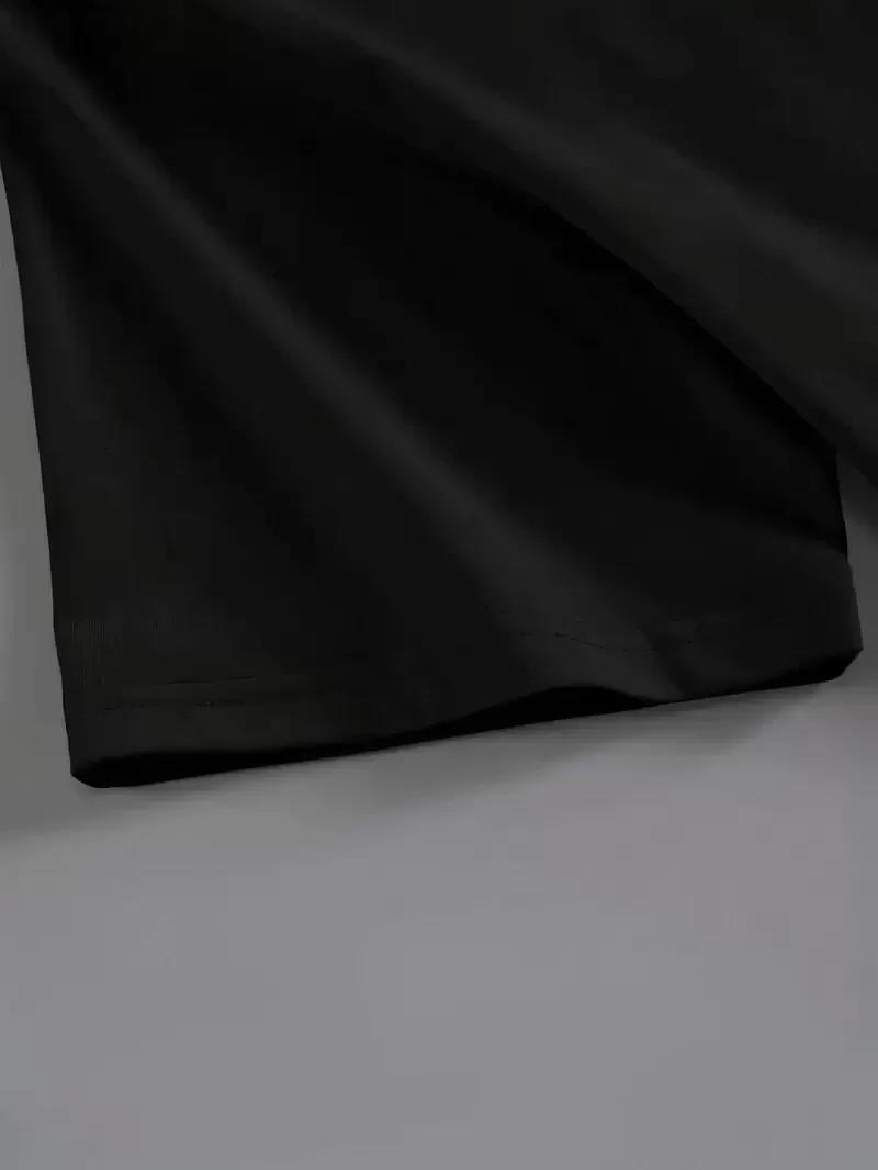 20/1 Penye Compack Baskılı Oversize Kahve Desenli Kadın Kısa Kol Yazlık T-shirt - Siyah