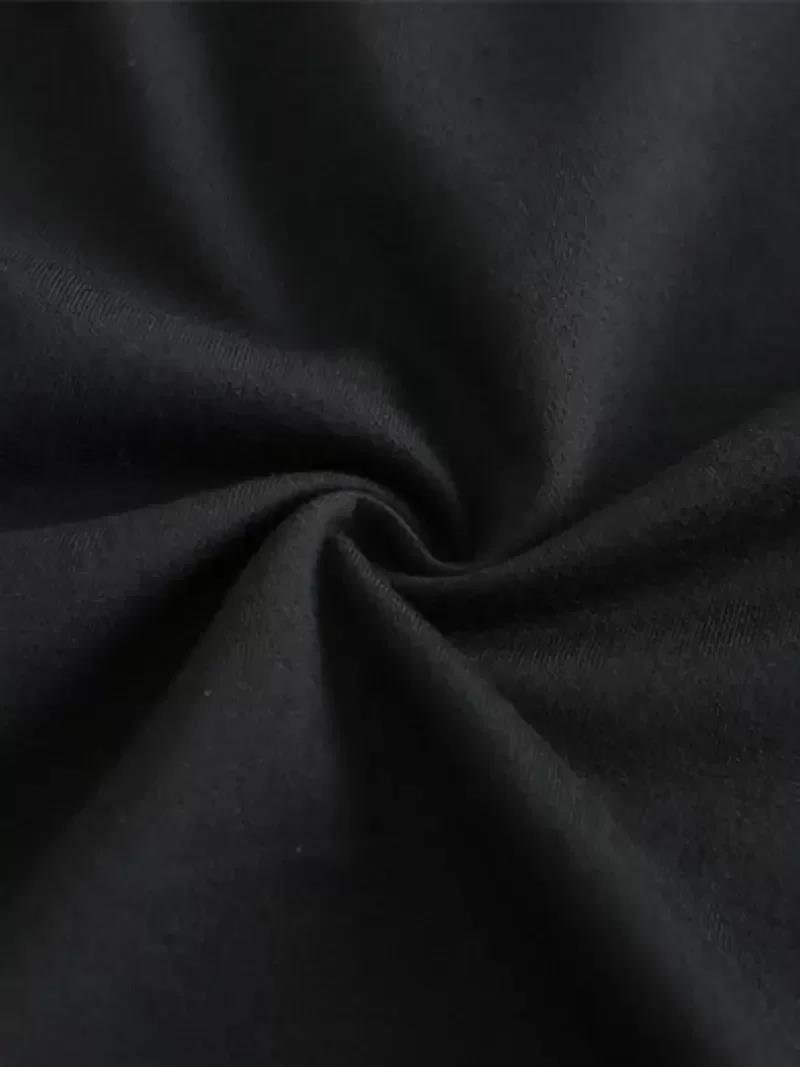 20/1 Penye Compack Baskılı Oversize Kısa Kol Bisiklet Yaka T-shirt - Siyah
