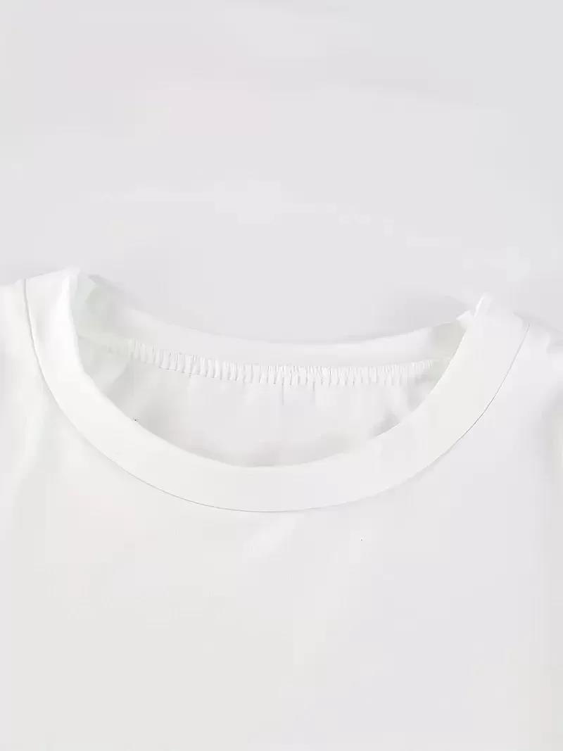 20/1 Penye Compack Baskılı Oversize Kısa Kol Bisiklet Yaka T-shirt - Beyaz