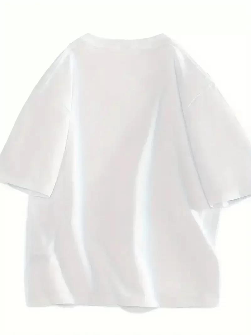 20/1 Penye Compack Gülücük Baskılı Oversize Bisiklet Yaka Kısa Kol Yazlık T-shirt - Beyaz